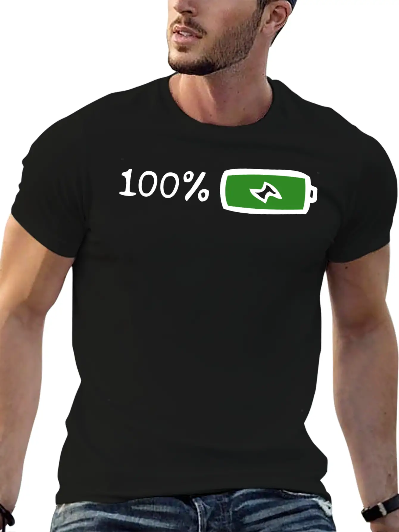 100% Battery And Energy, Full Energy And Power Stylish Everyday T-Shirt – Unisex Basic Cotton Tee