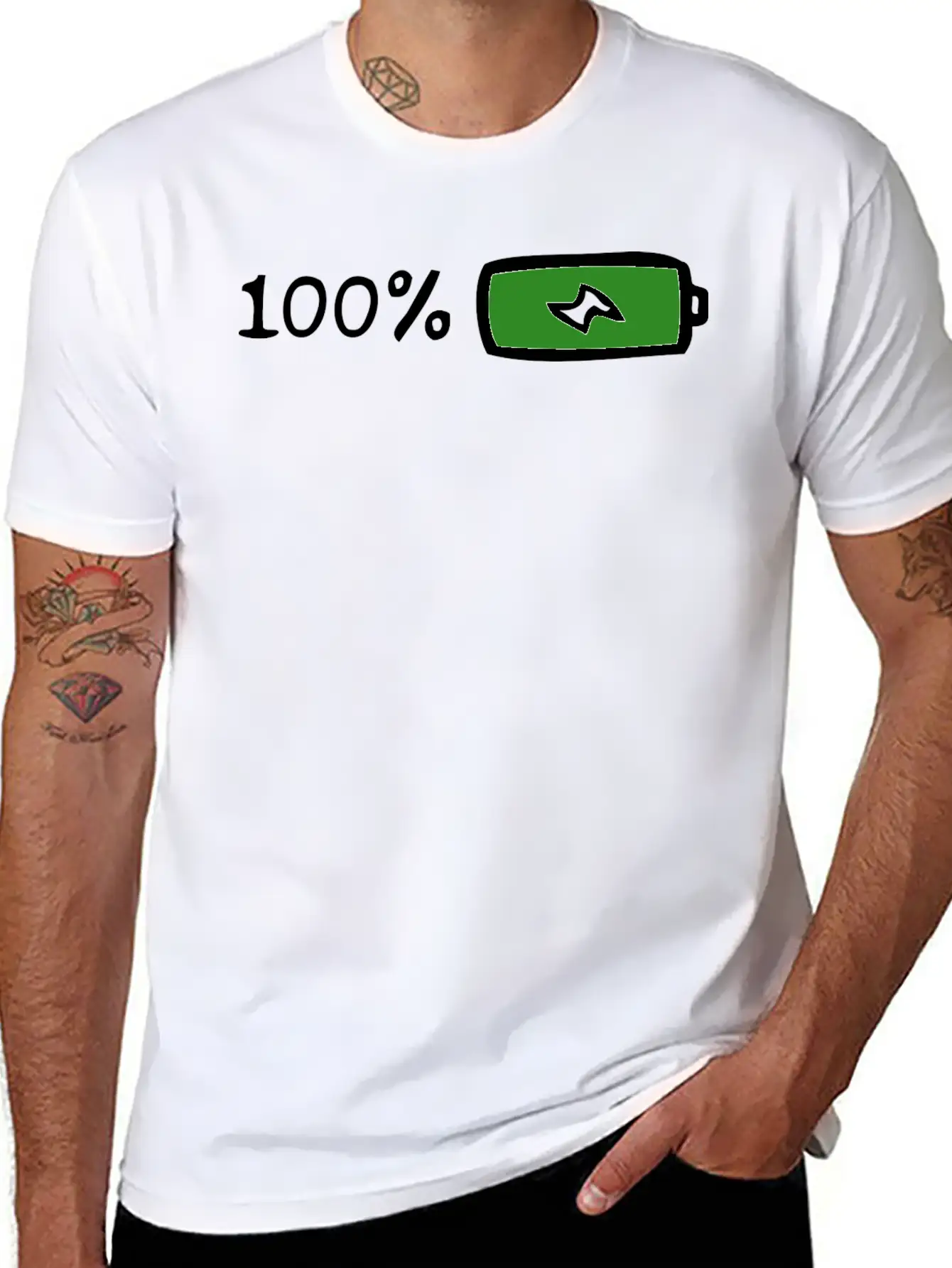 100% Battery And Energy, Full Energy And Power Stylish Everyday T-Shirt – Unisex Basic Cotton Tee