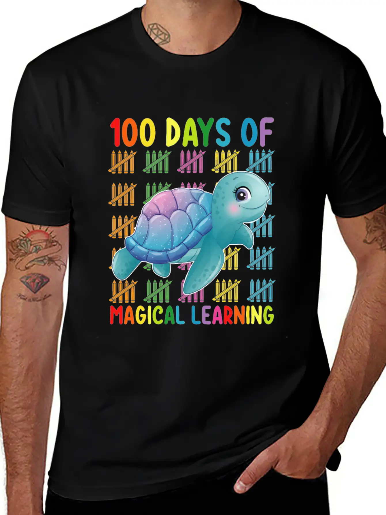 100 Days Of Magical Learning Turtle School Classic Cotton Tee – Unisex Comfort For Any Season