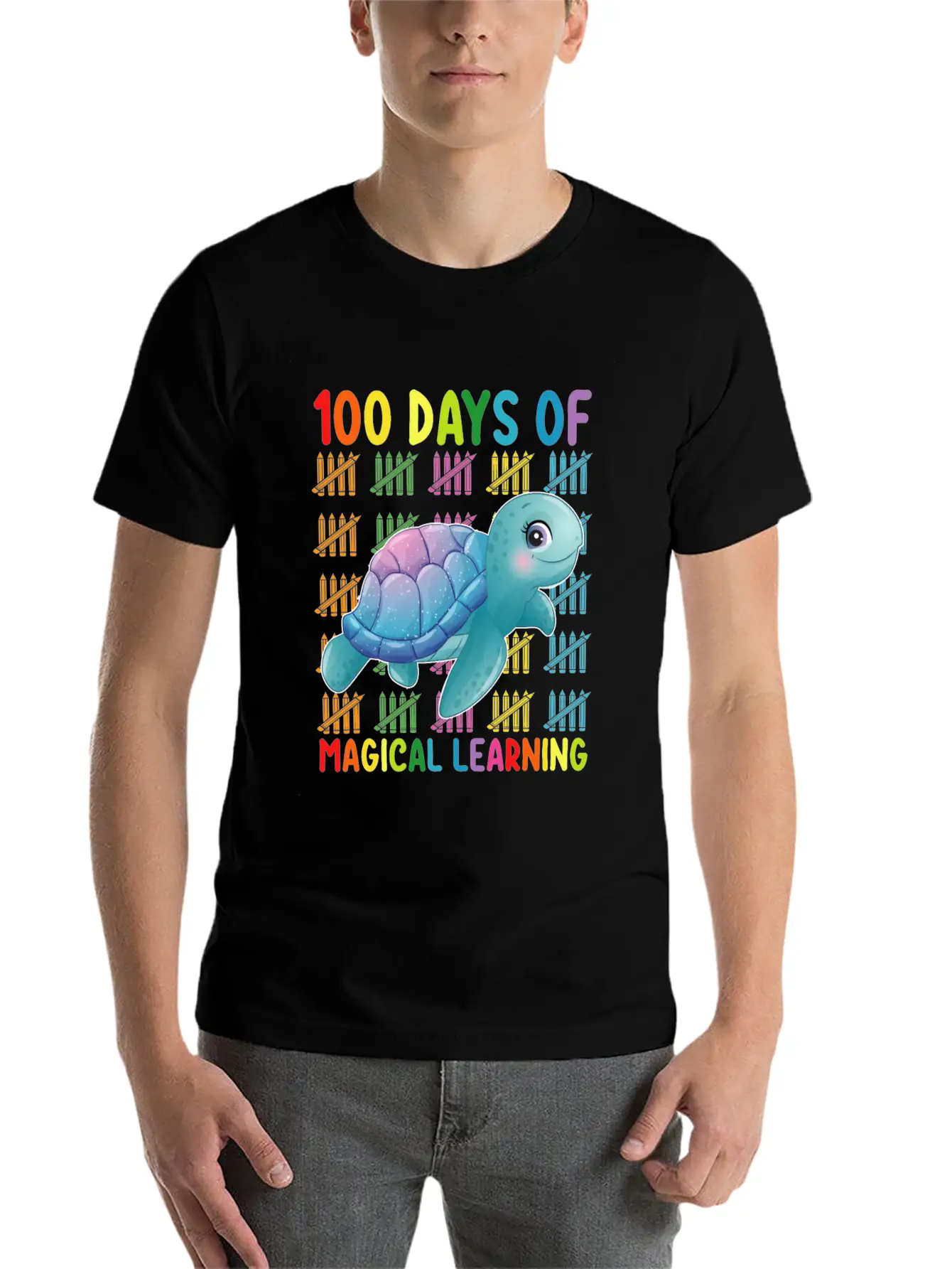 100 Days Of Magical Learning Turtle School Classic Cotton Tee – Unisex Comfort For Any Season