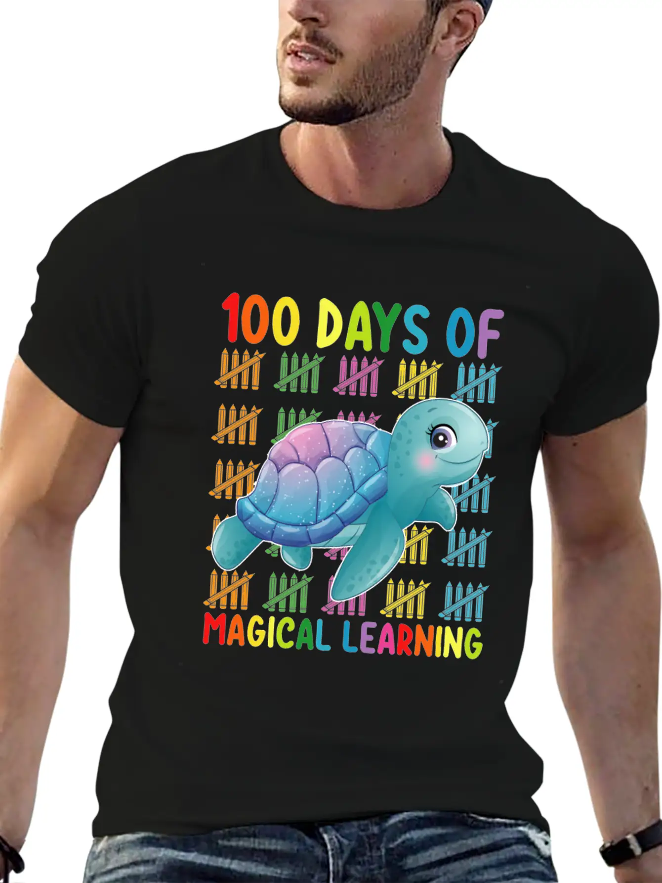 100 Days Of Magical Learning Turtle School Classic Cotton Tee – Unisex Comfort For Any Season