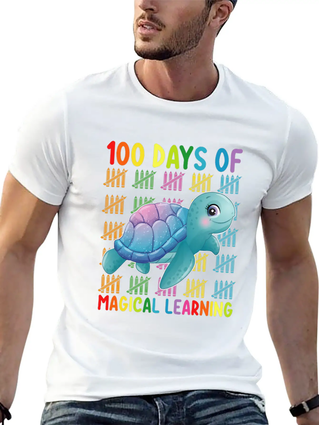 100 Days Of Magical Learning Turtle School Classic Cotton Tee – Unisex Comfort For Any Season