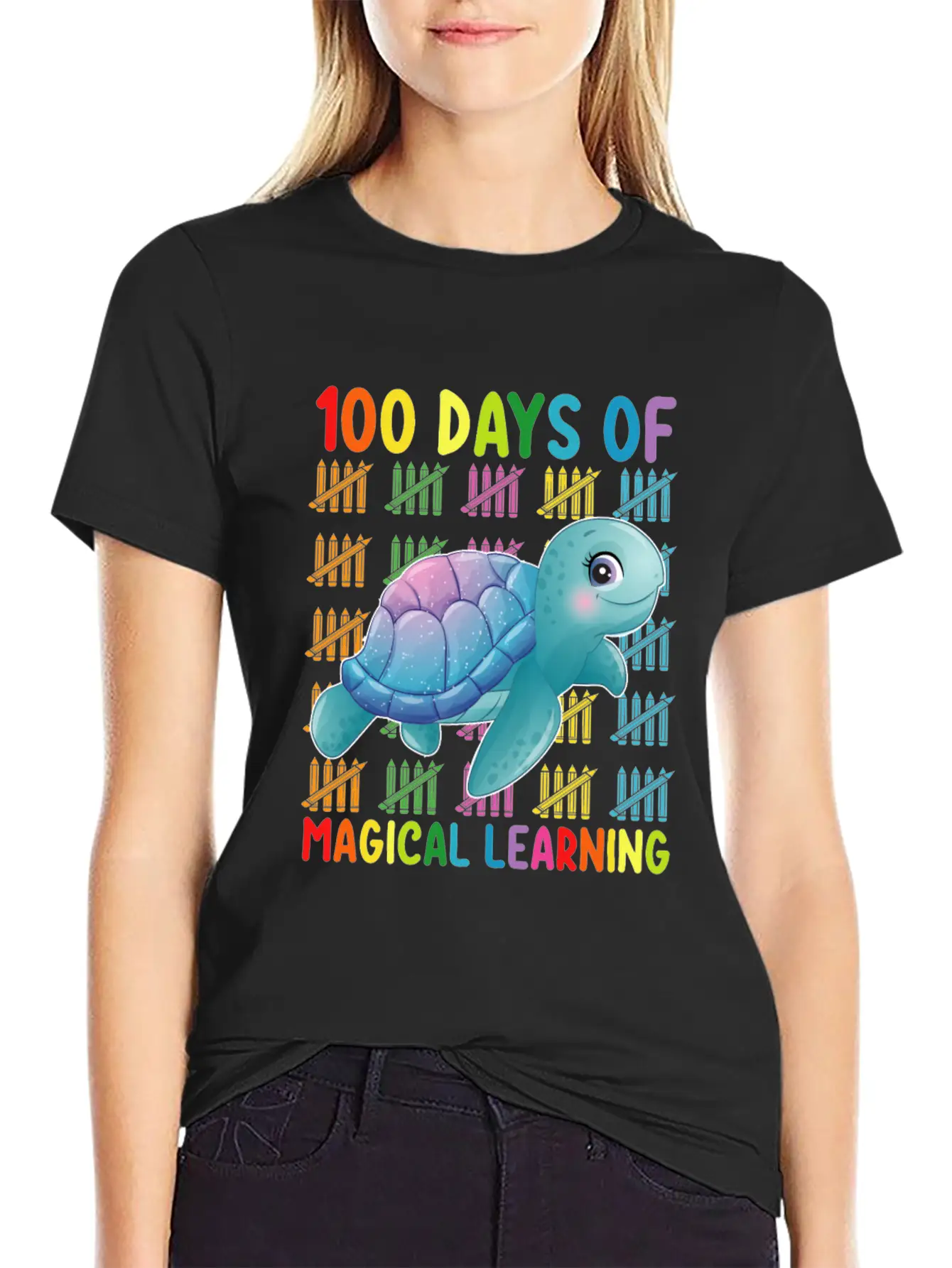 100 Days Of Magical Learning Turtle School Classic Cotton Tee – Unisex Comfort For Any Season