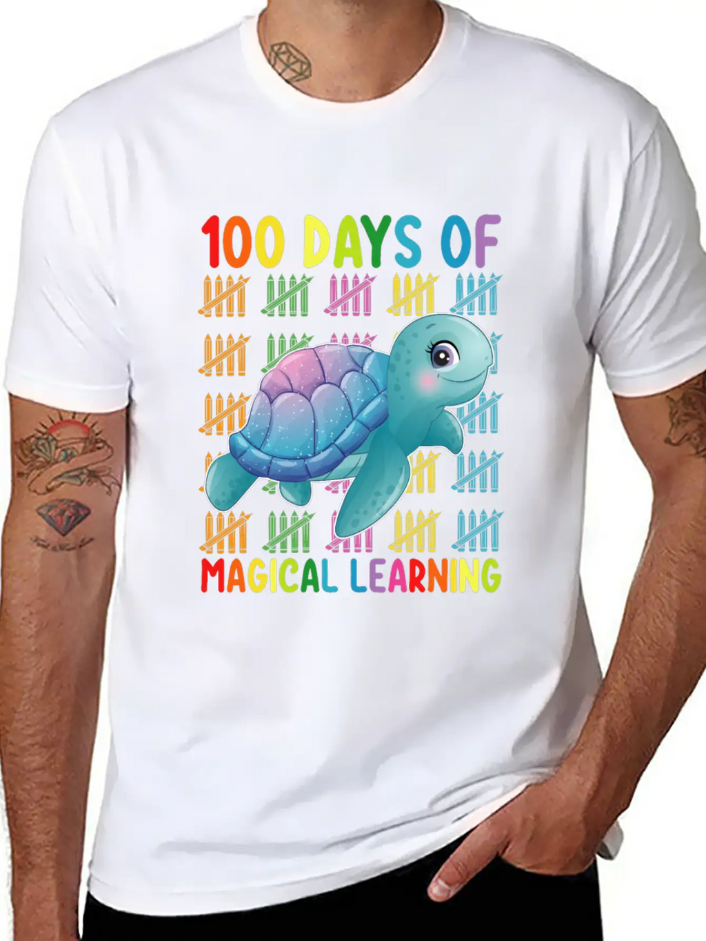100 Days Of Magical Learning Turtle School Classic Cotton Tee – Unisex Comfort For Any Season
