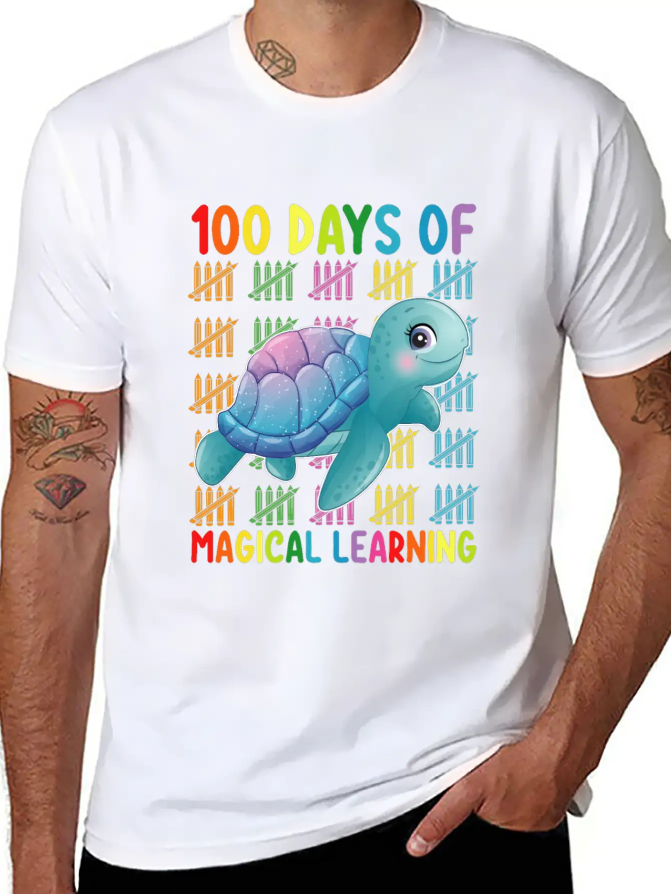 100 Days Of Magical Learning Turtle School Classic Cotton Tee – Unisex Comfort For Any Season