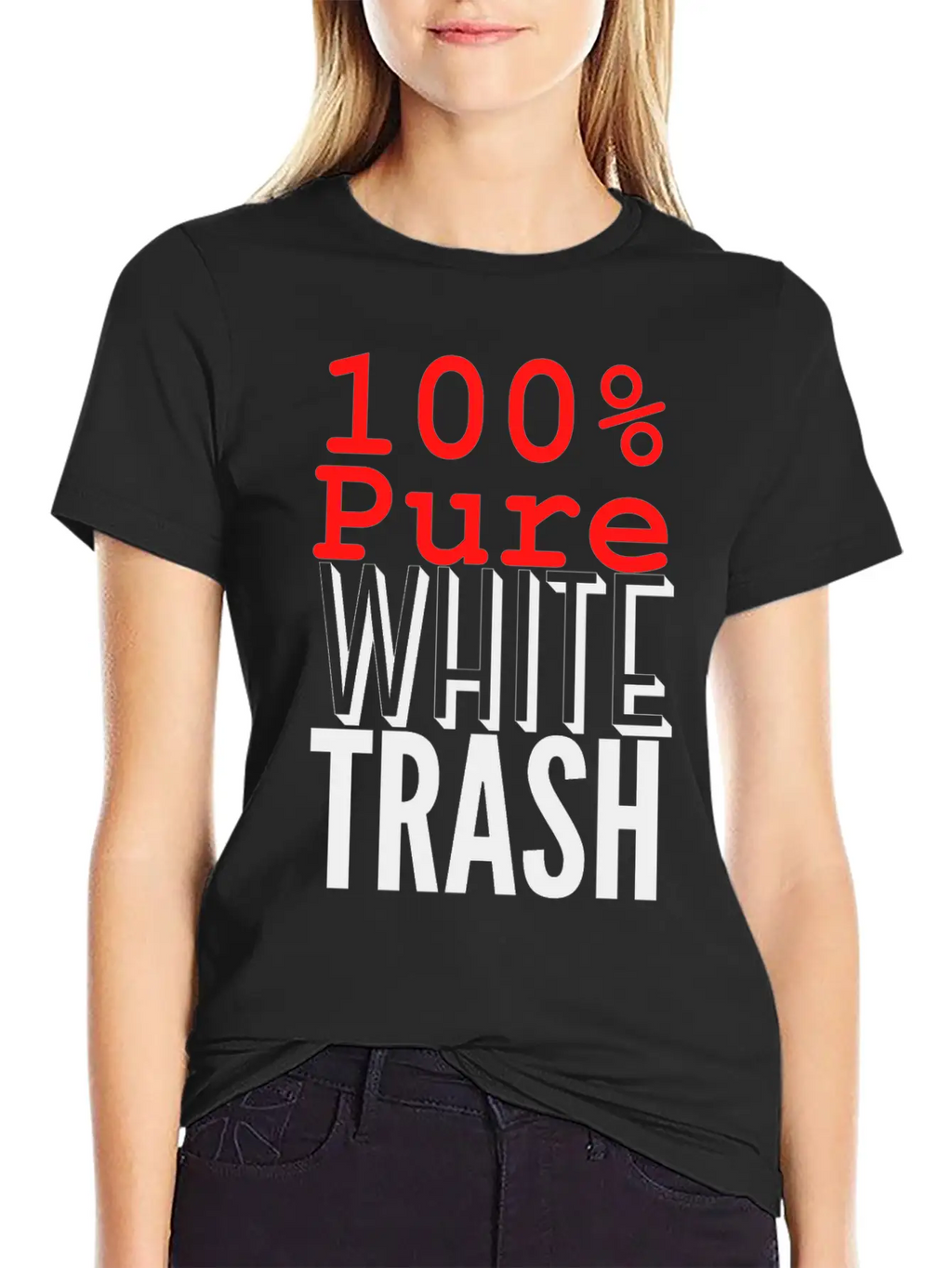 100% PURE WHITE TRASH Breathable Soft Cotton T-Shirt – Timeless Casual Look