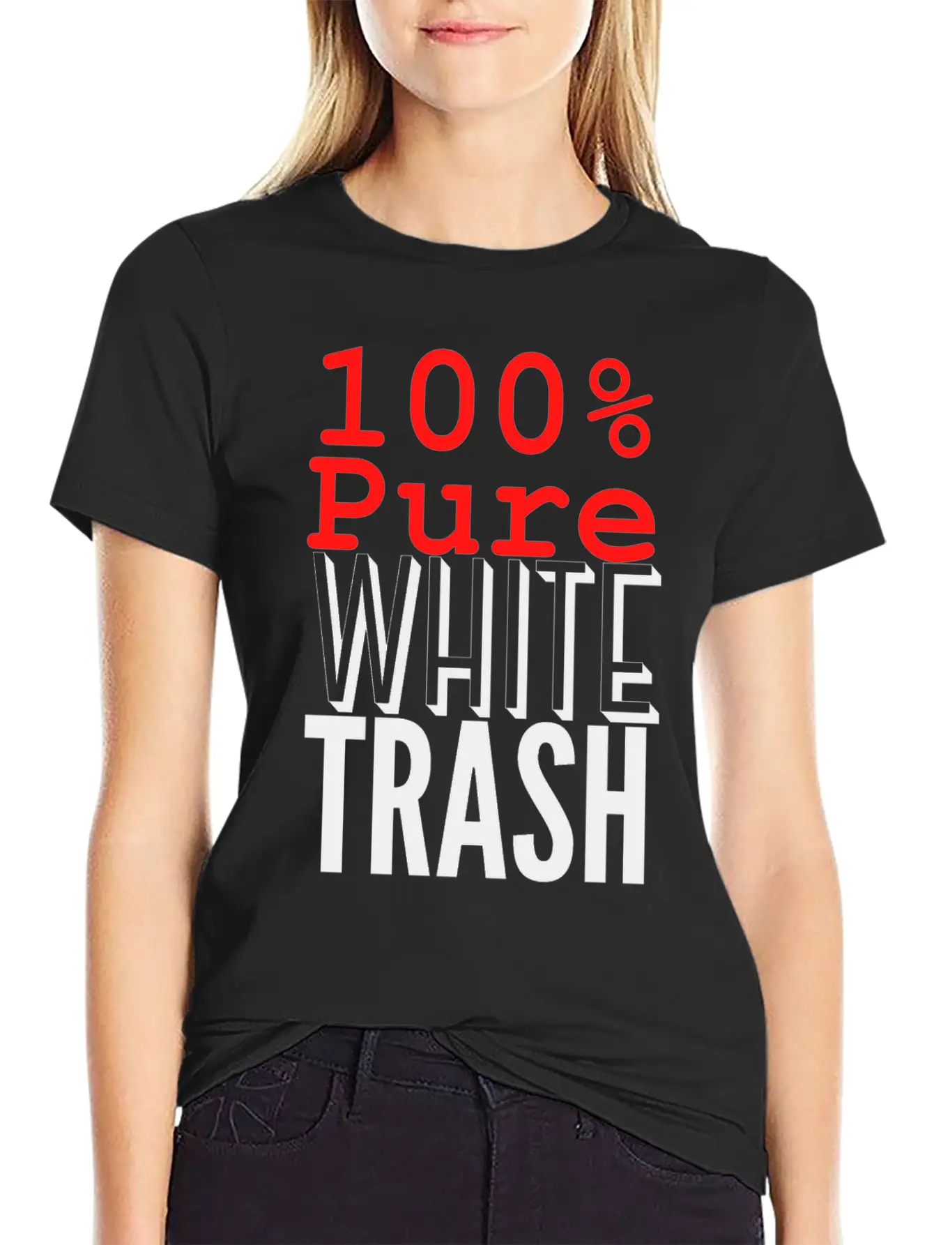 100% PURE WHITE TRASH Breathable Soft Cotton T-Shirt – Timeless Casual Look