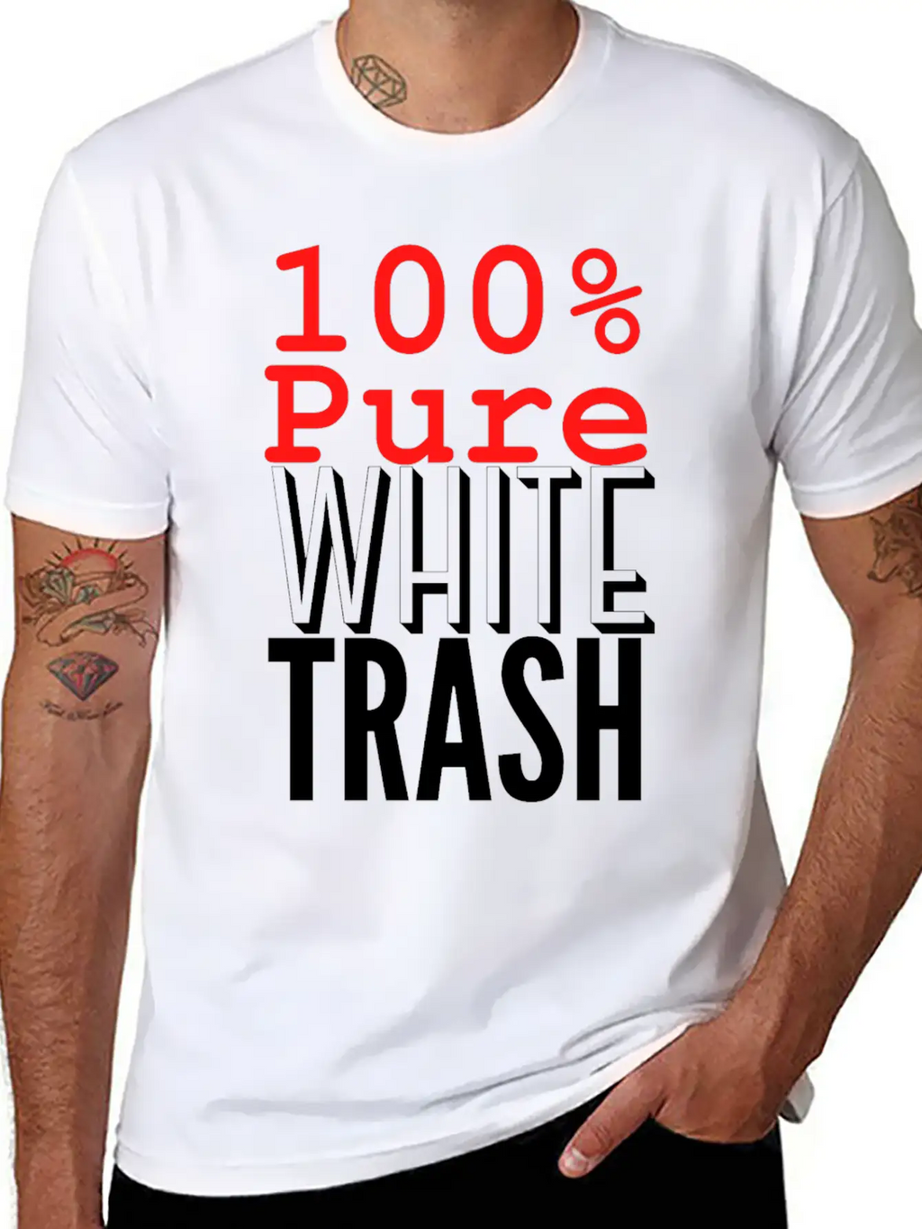 100% PURE WHITE TRASH Breathable Soft Cotton T-Shirt – Timeless Casual Look