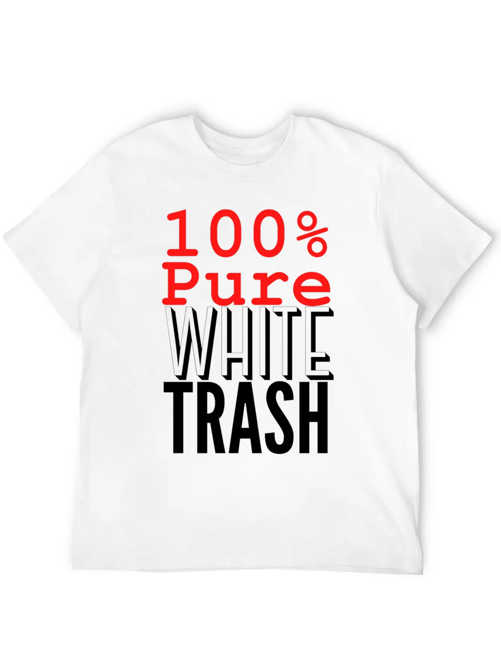 100% PURE WHITE TRASH Breathable Soft Cotton T-Shirt – Timeless Casual Look
