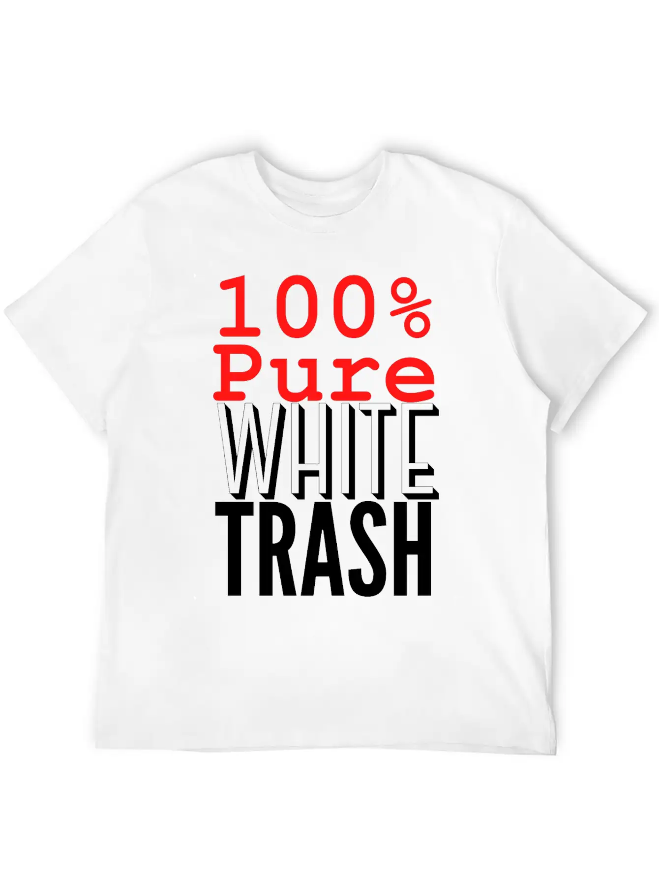 100% PURE WHITE TRASH Breathable Soft Cotton T-Shirt – Timeless Casual Look