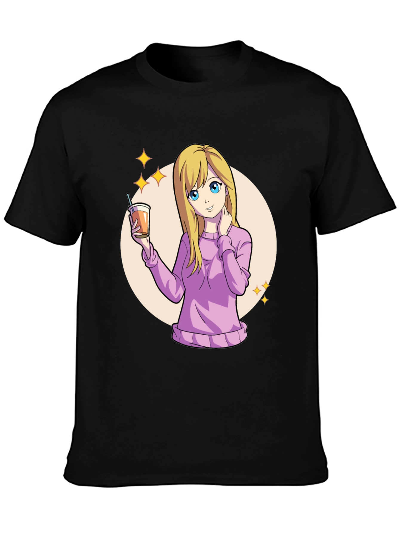 Anime Girl Black T-Shirt - Kawaii Graphic Tee
