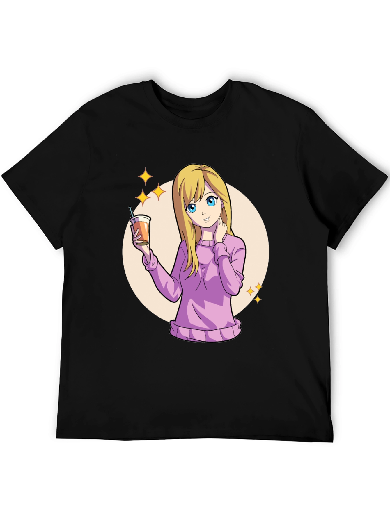 Anime Girl Black T-Shirt - Kawaii Graphic Tee