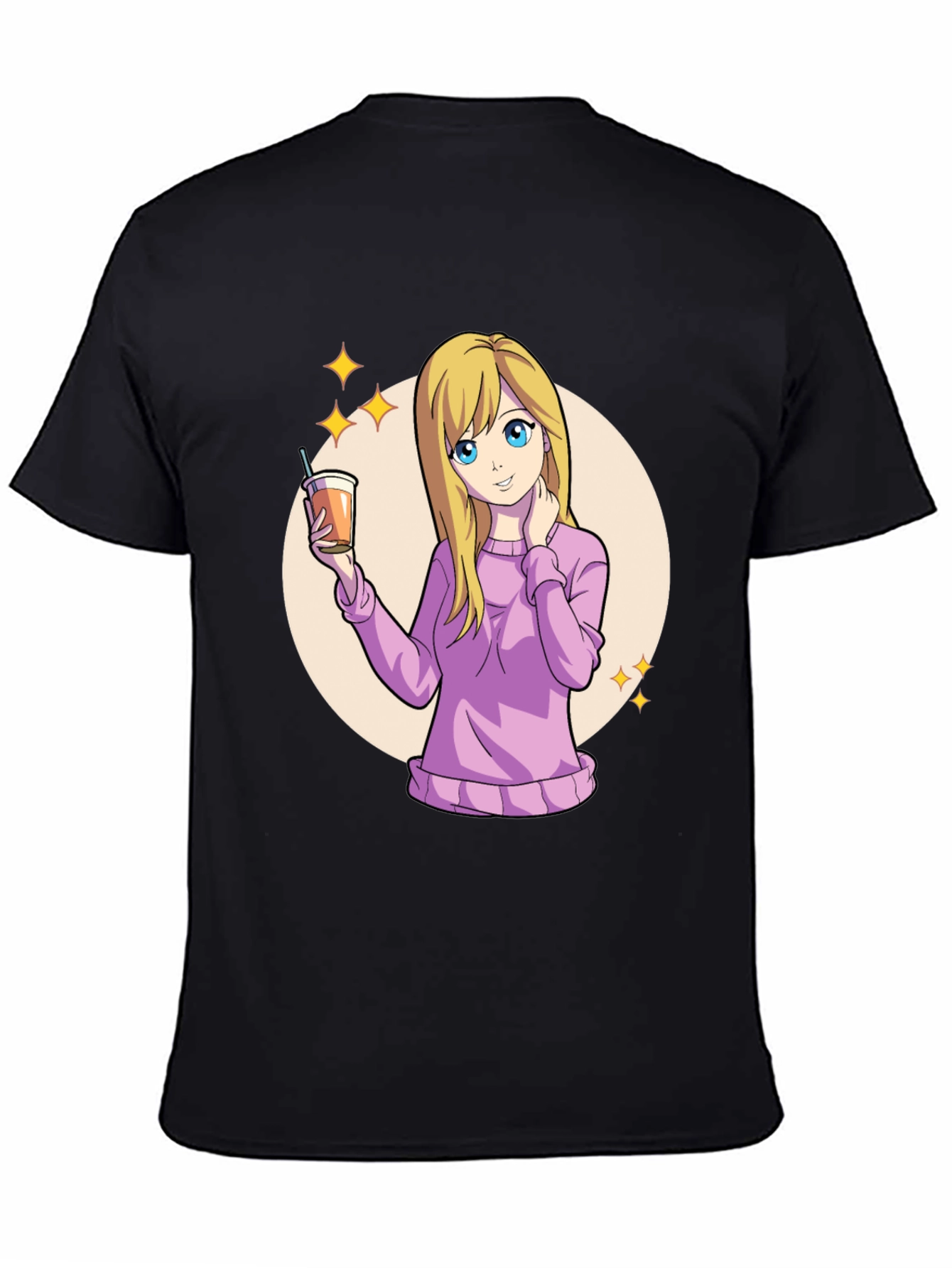Anime Girl Black T-Shirt - Kawaii Graphic Tee