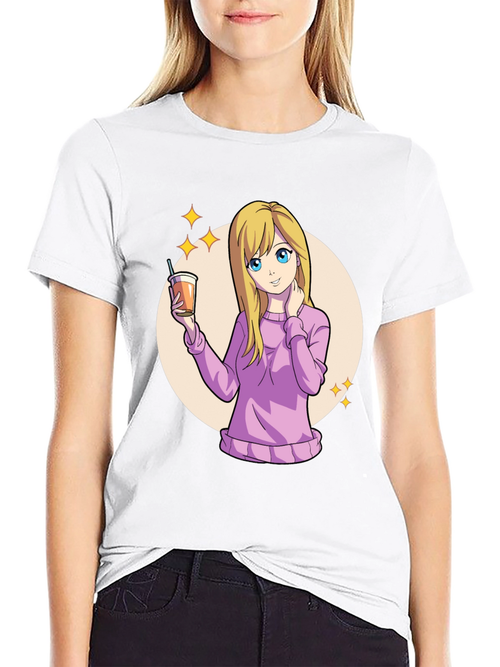 Anime Girl Black T-Shirt - Kawaii Graphic Tee