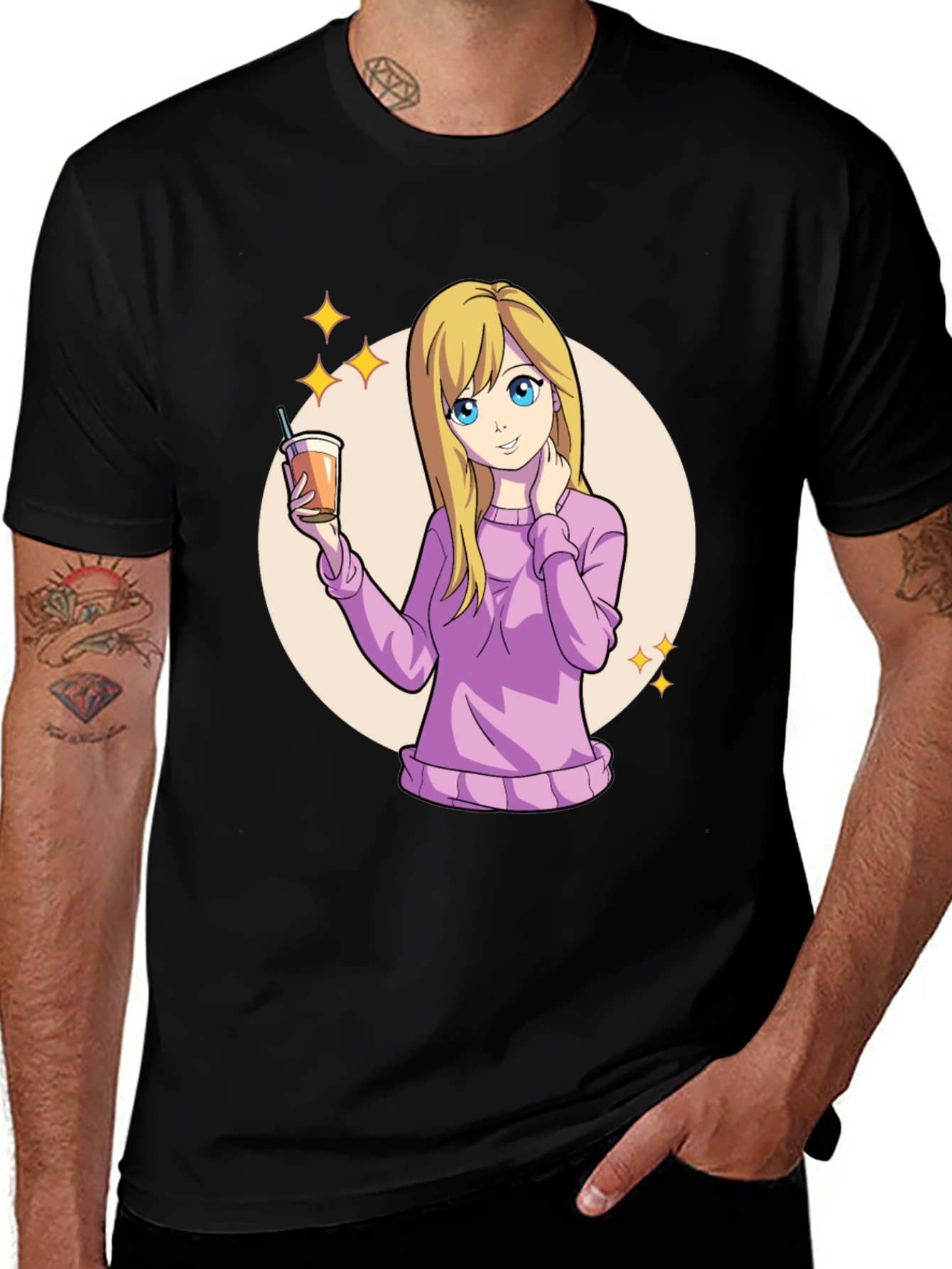 Anime Girl Black T-Shirt - Kawaii Graphic Tee