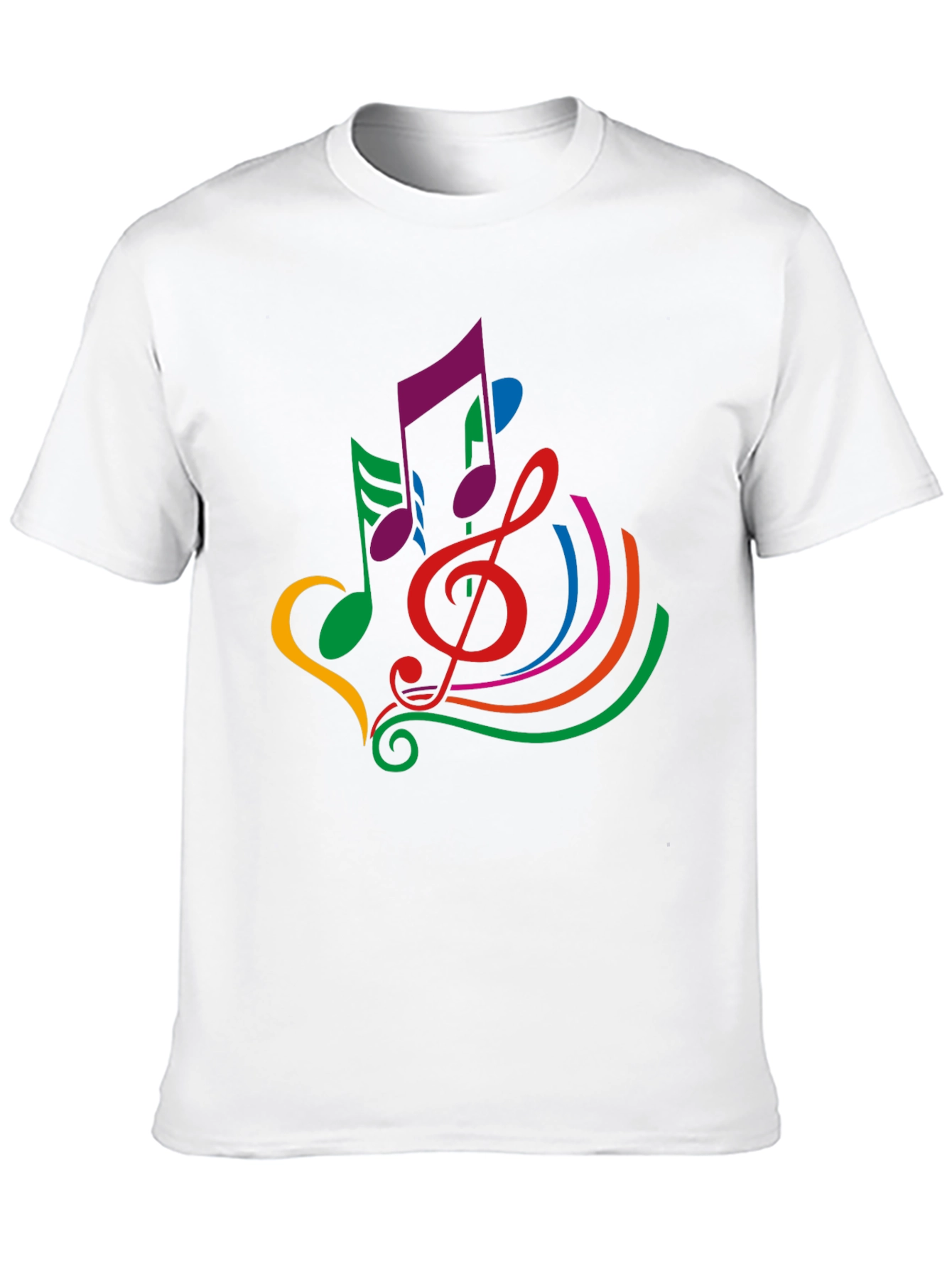 Colorful Musical Note Graphic Black T-Shirt