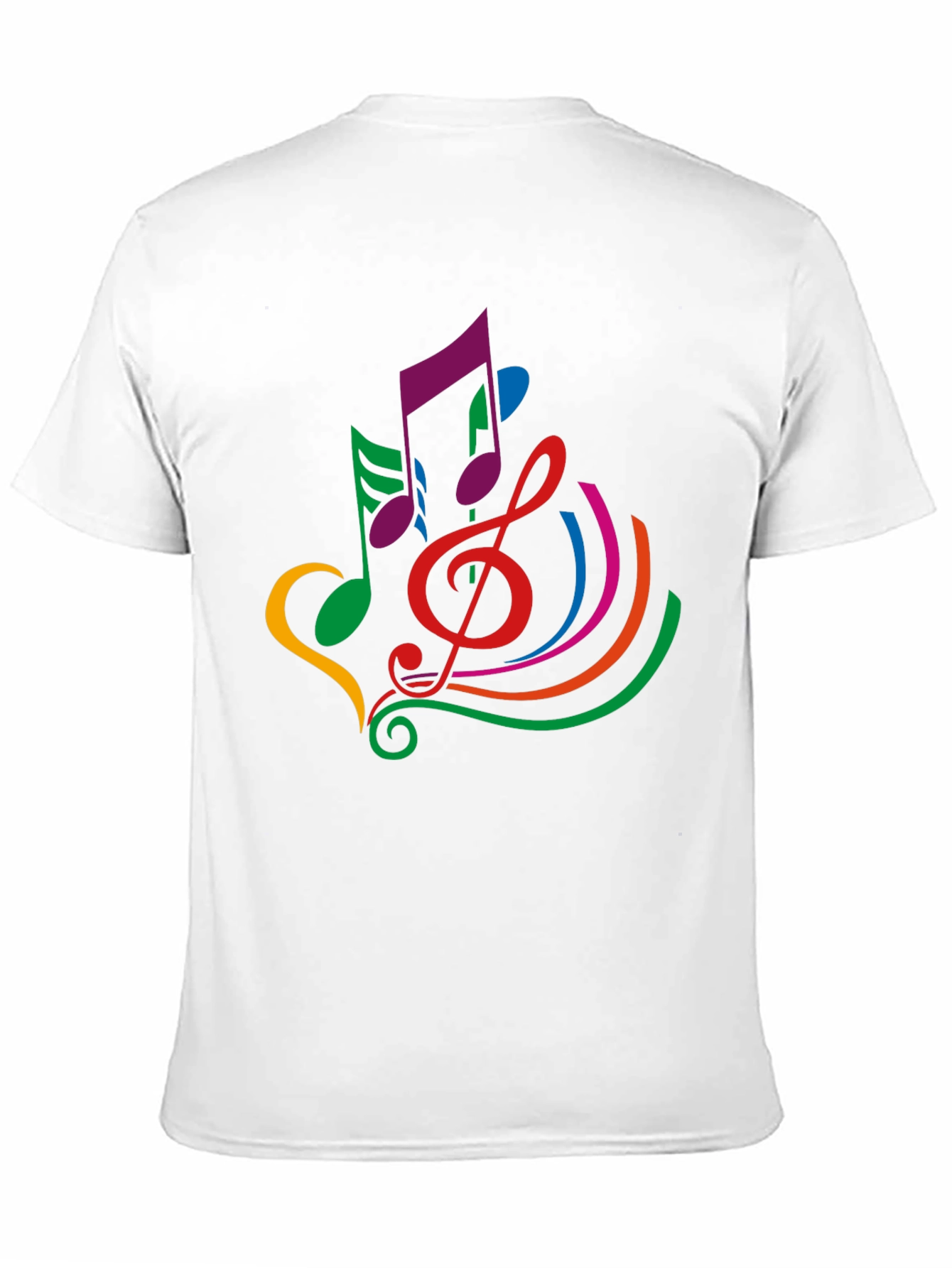 Colorful Musical Note Graphic Black T-Shirt