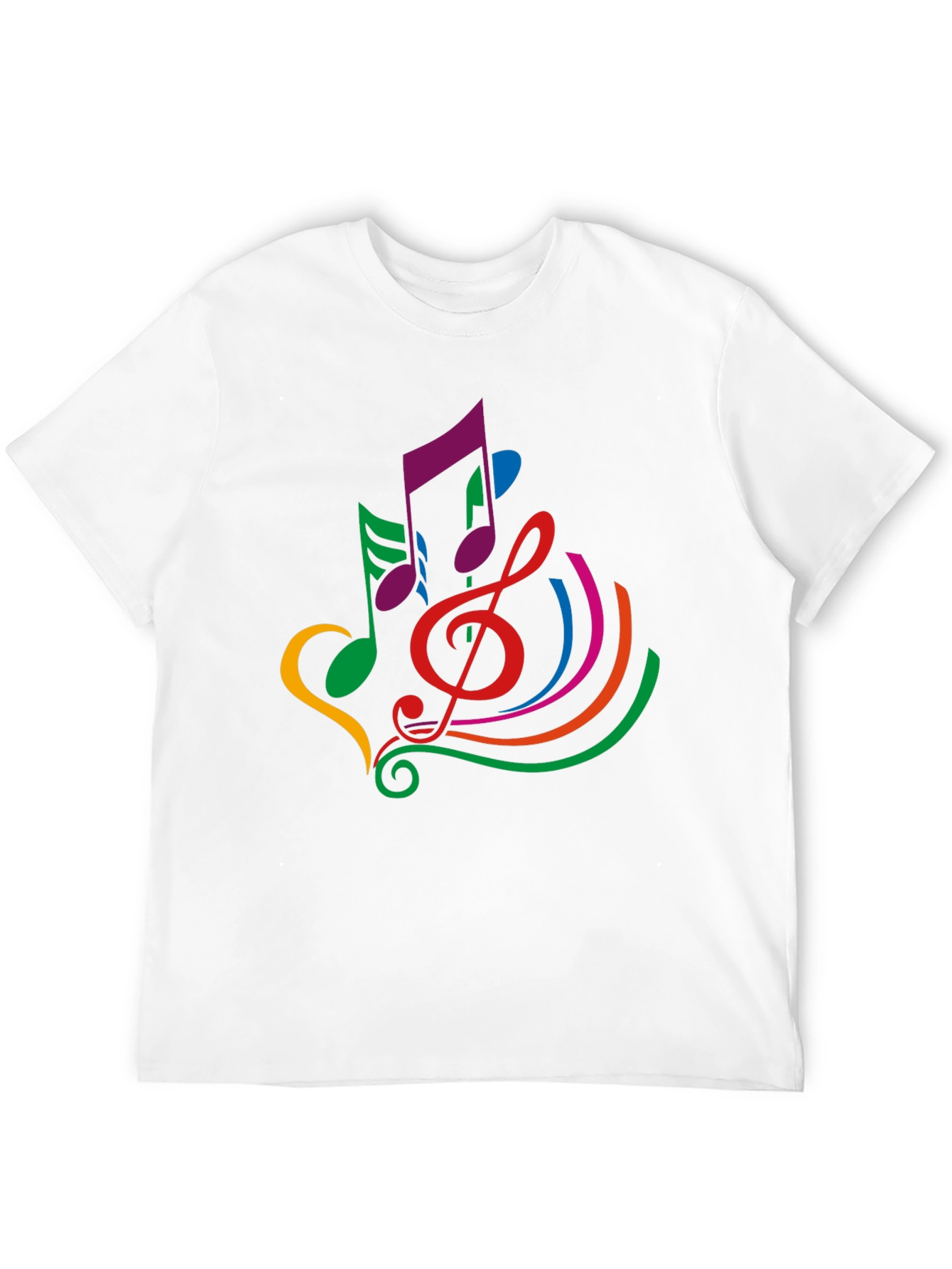Colorful Musical Note Graphic Black T-Shirt