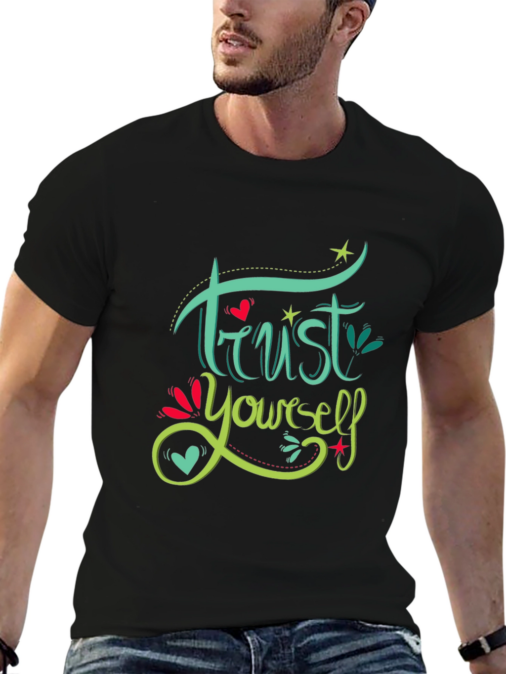 Trust Yourself Graphic Tee - Motivational Black T-Shirt