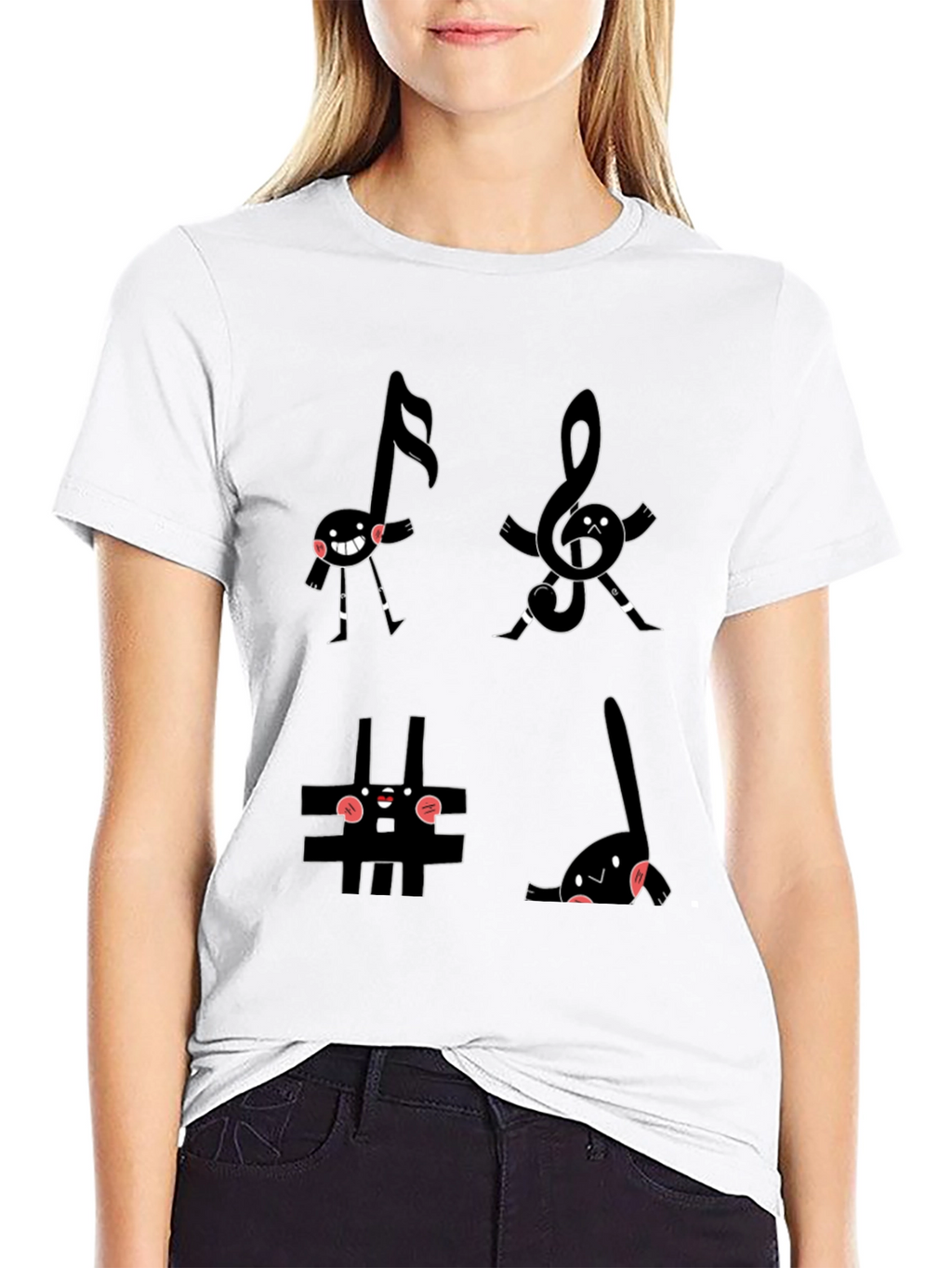 Musical Notes Graphic Black T-Shirt
