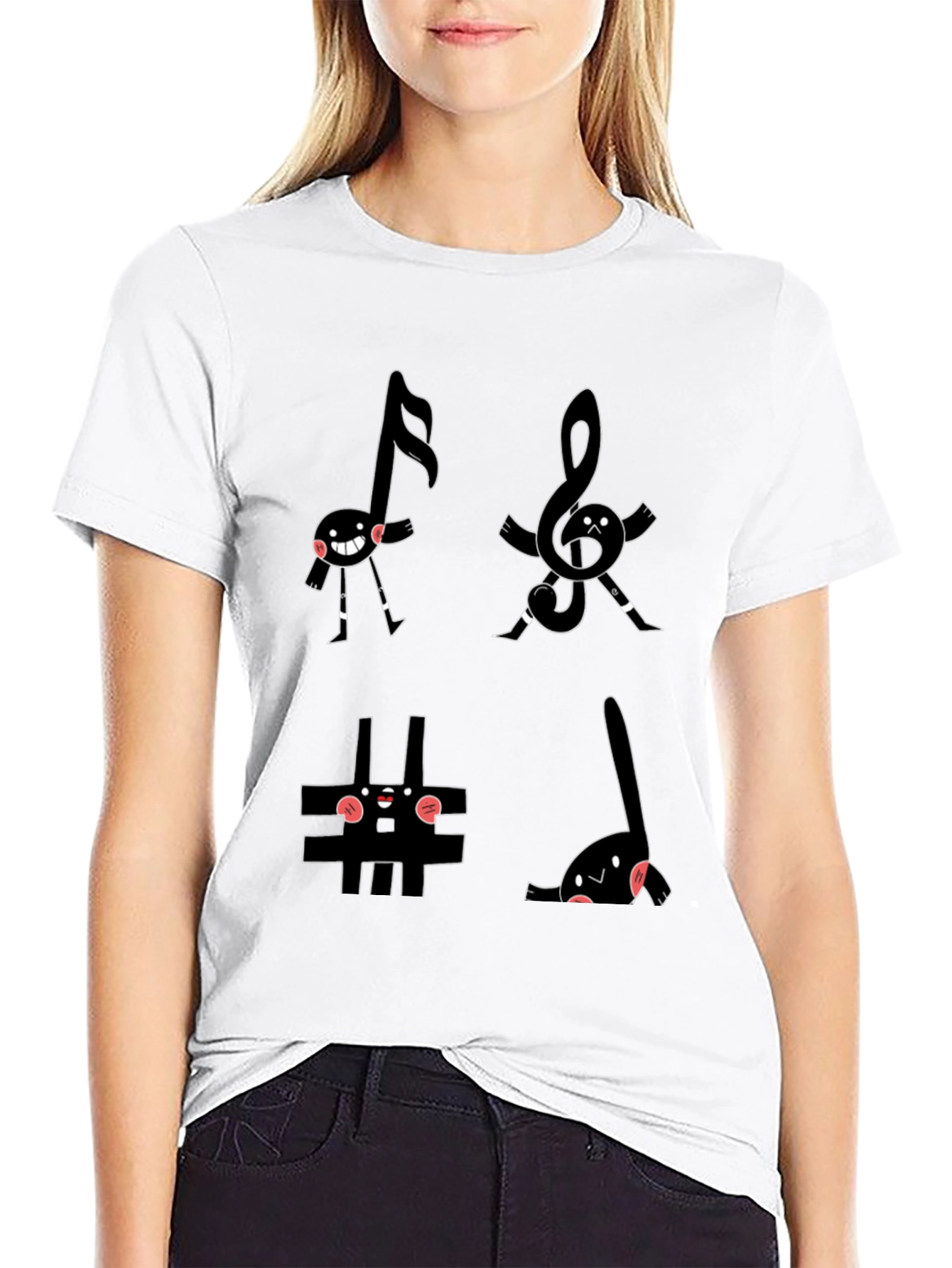 Musical Notes Graphic Black T-Shirt