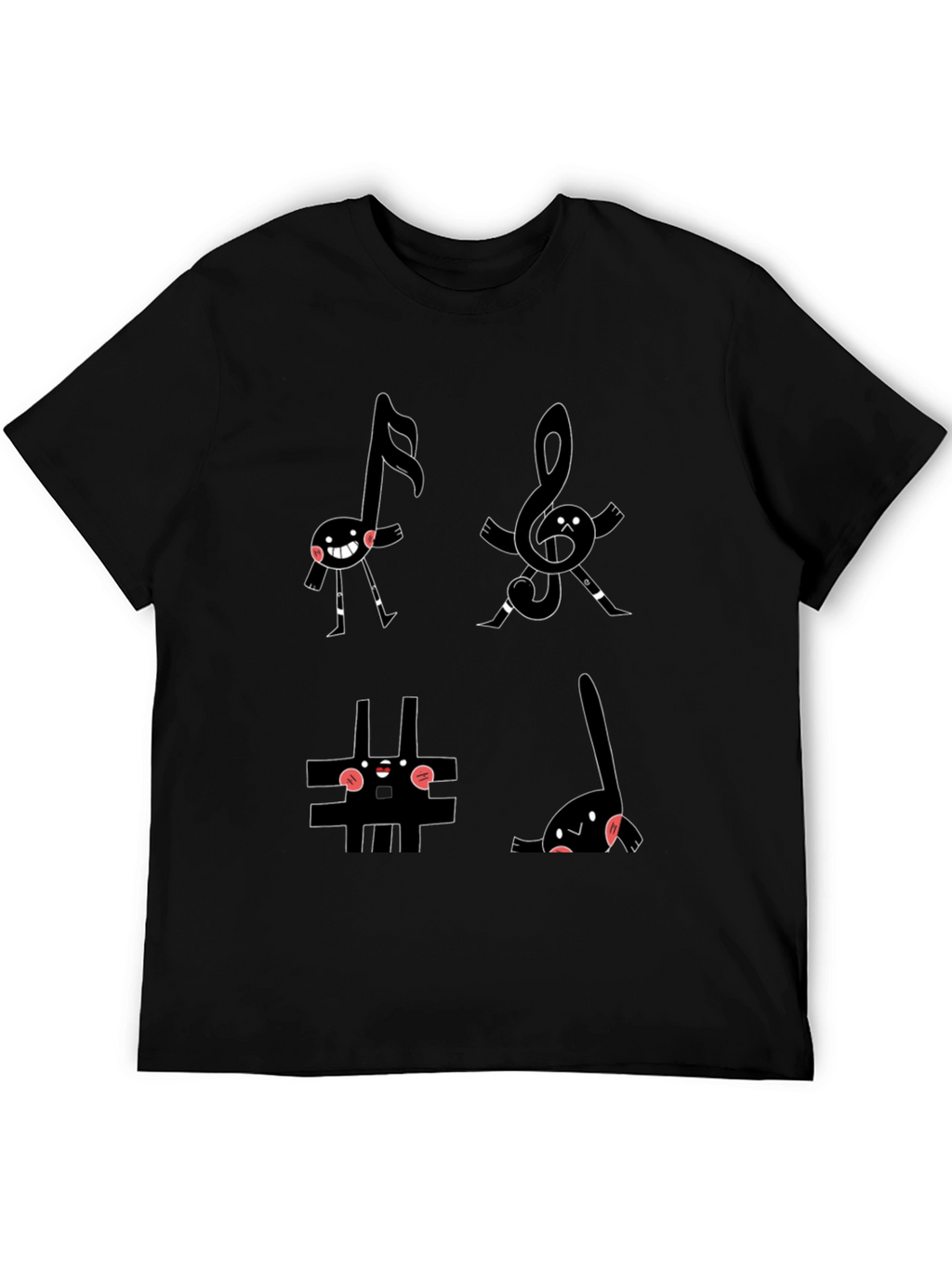 Musical Notes Graphic Black T-Shirt