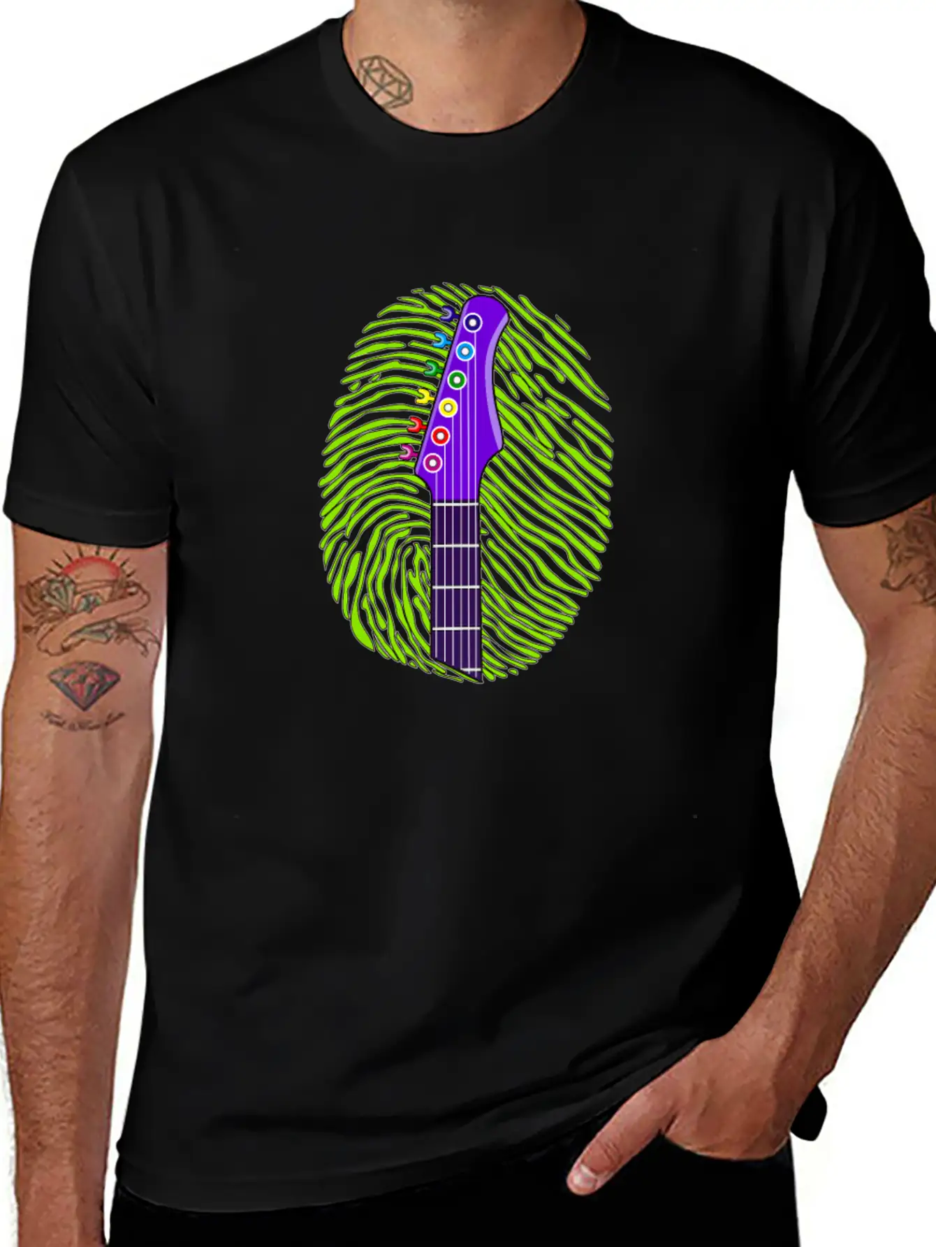 187 Guitar Fingerprint Essential Cotton Tee For Daily Outfits – Unisex Style