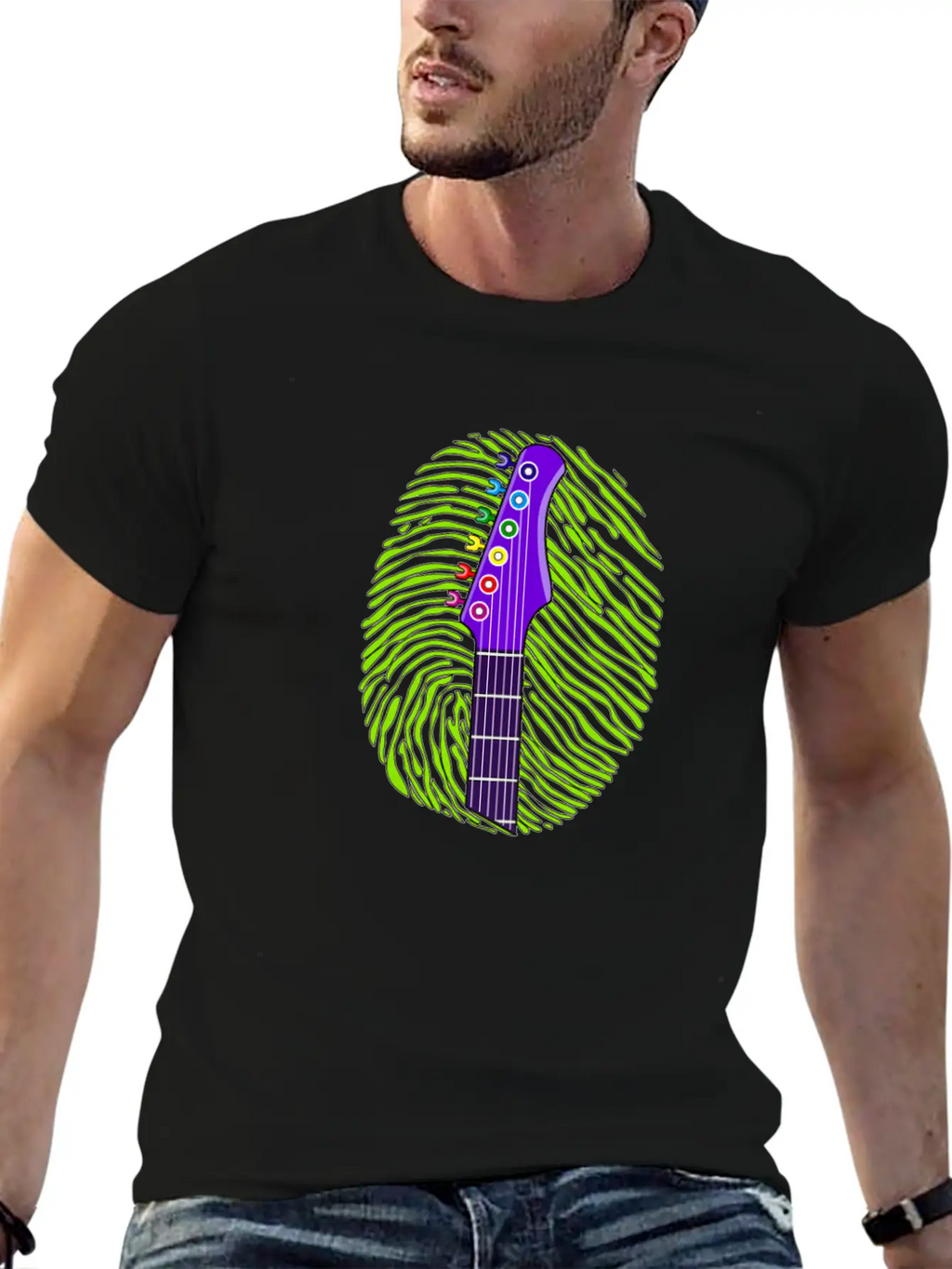 187 Guitar Fingerprint Essential Cotton Tee For Daily Outfits – Unisex Style