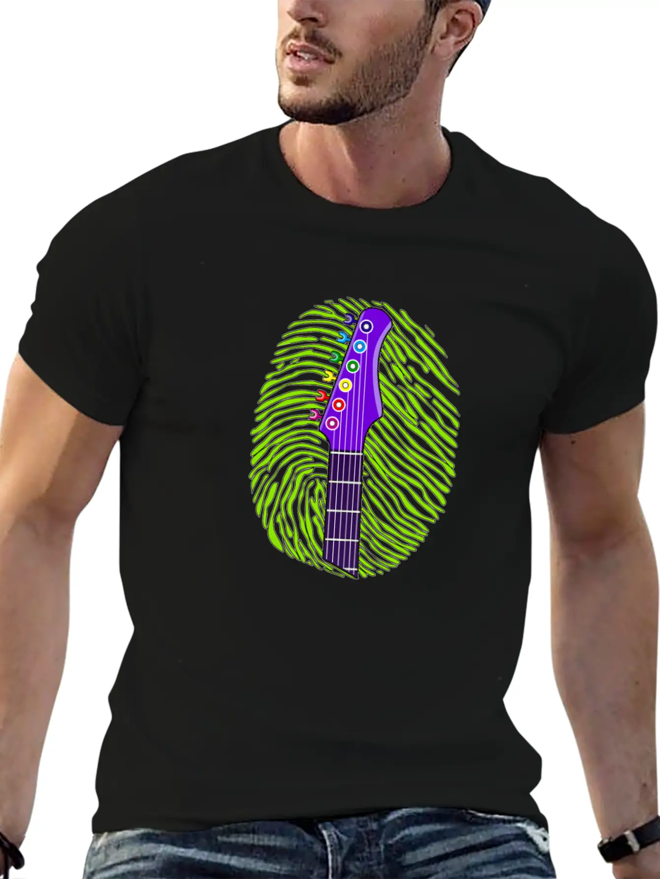 187 Guitar Fingerprint Essential Cotton Tee For Daily Outfits – Unisex Style
