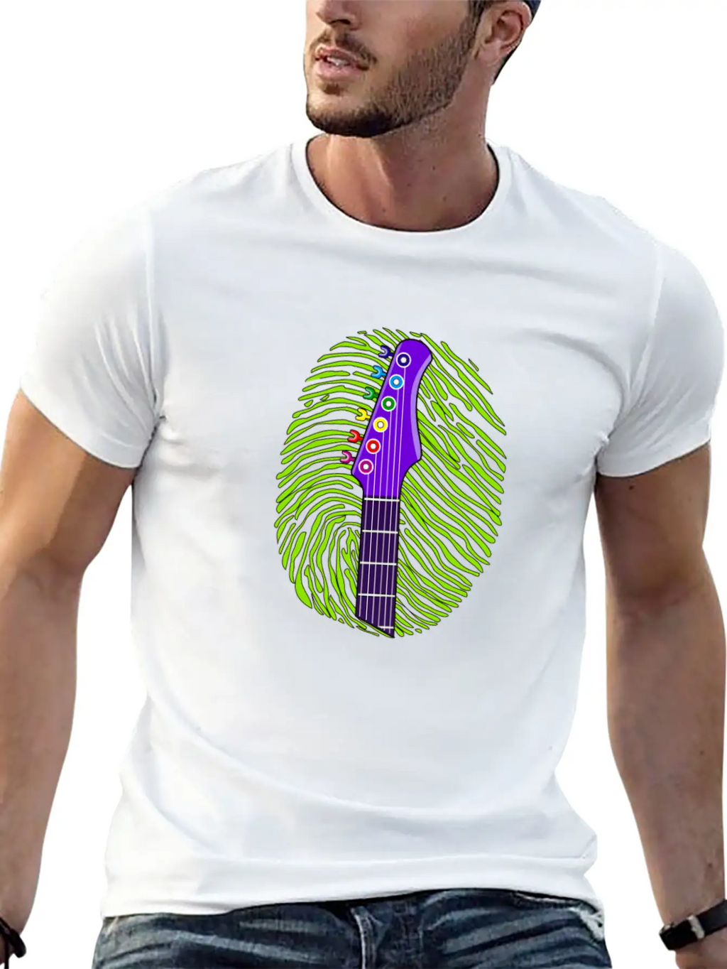 187 Guitar Fingerprint Essential Cotton Tee For Daily Outfits – Unisex Style