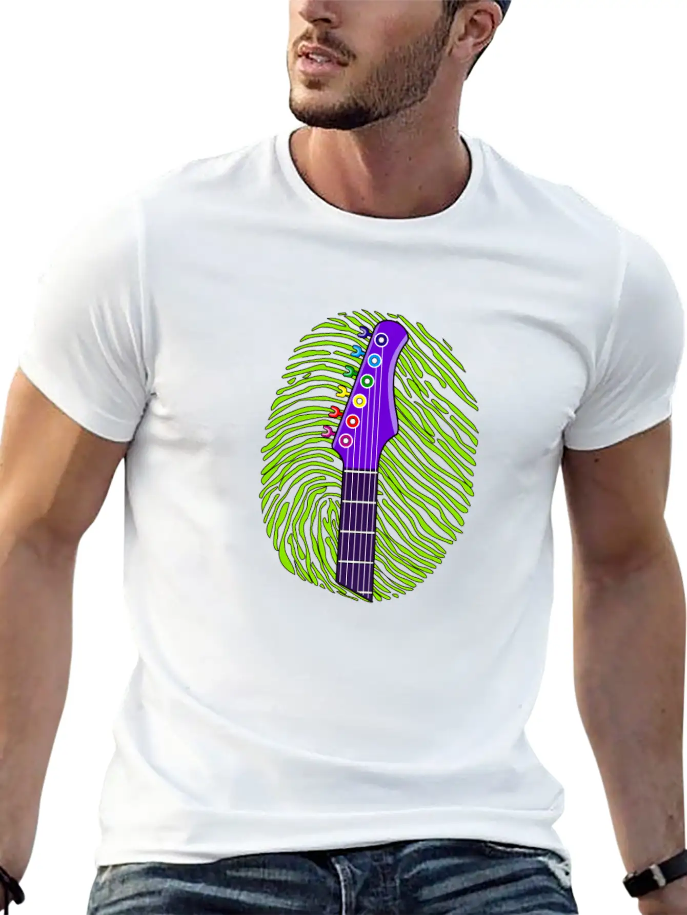 187 Guitar Fingerprint Essential Cotton Tee For Daily Outfits – Unisex Style