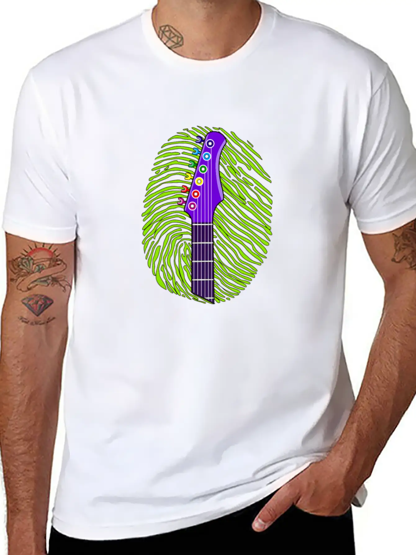 187 Guitar Fingerprint Essential Cotton Tee For Daily Outfits – Unisex Style