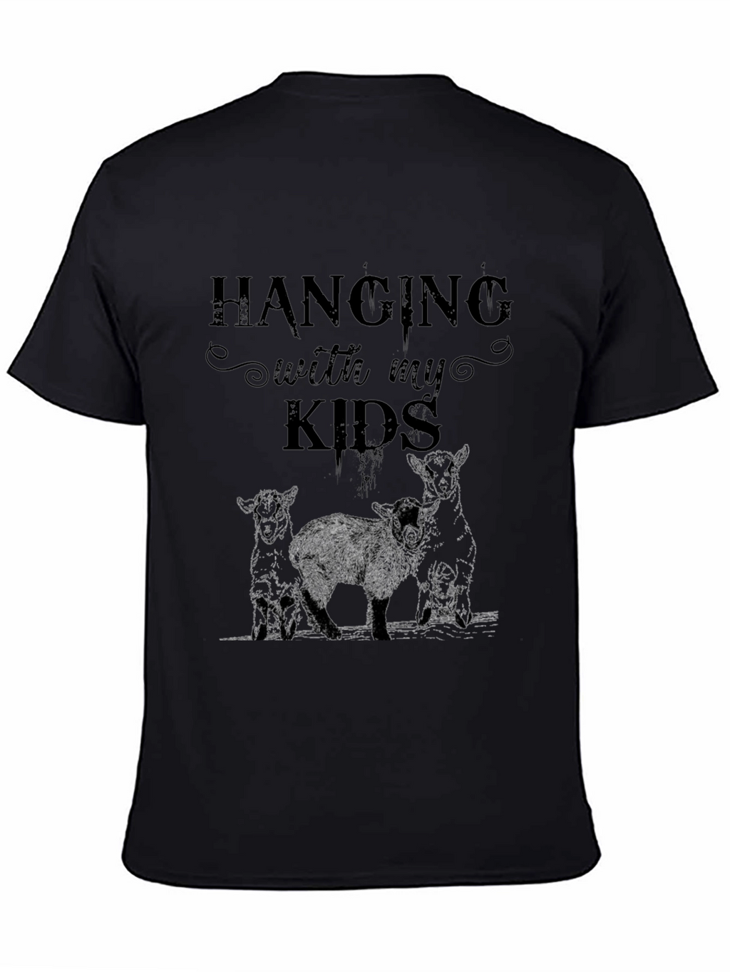 Hanging with My Kids Lamb T-Shirt - Black