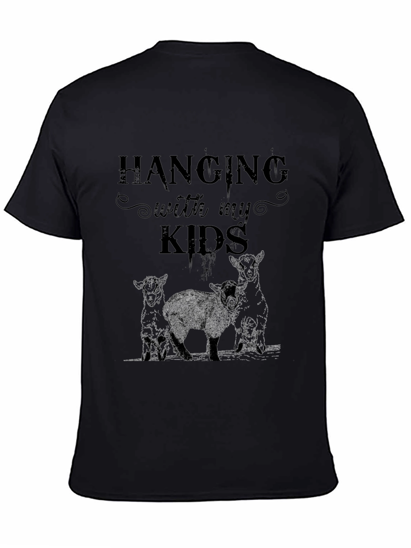 Hanging with My Kids Lamb T-Shirt - Black