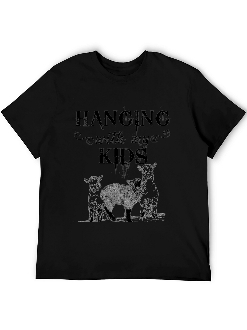 Hanging with My Kids Lamb T-Shirt - Black