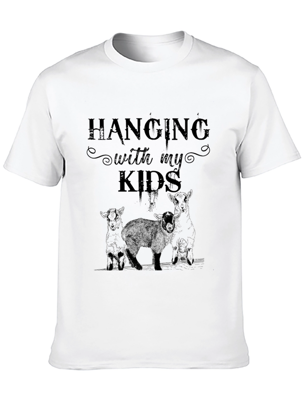 Hanging with My Kids Lamb T-Shirt - Black