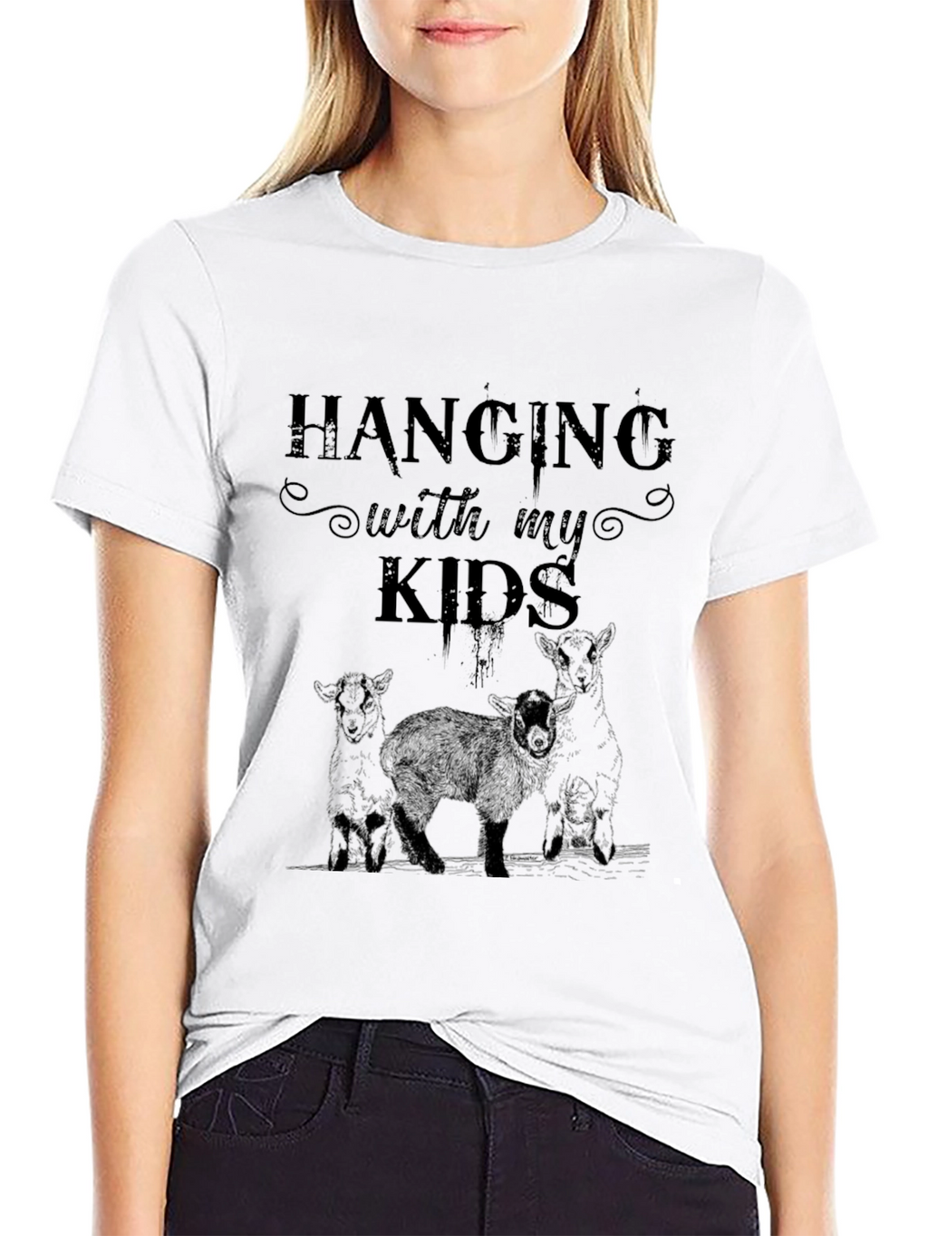 Hanging with My Kids Lamb T-Shirt - Black