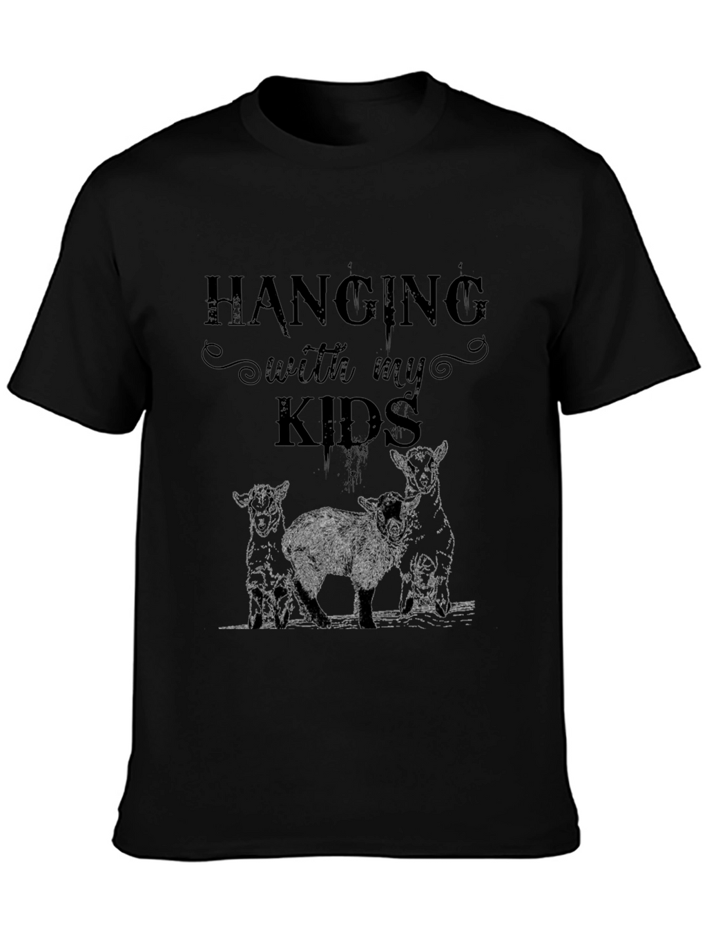 Hanging with My Kids Lamb T-Shirt - Black