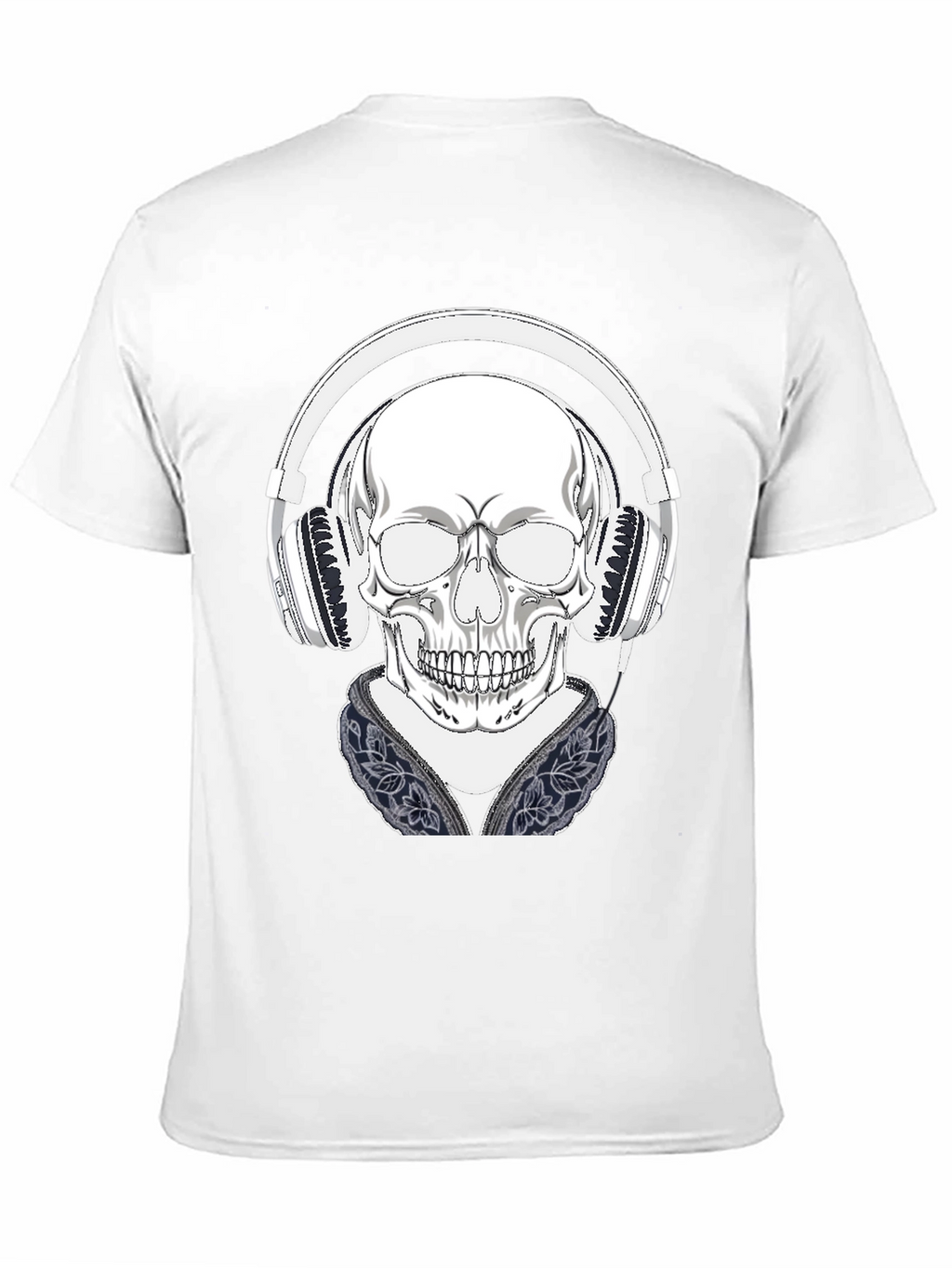 Skull with Headphones Graphic Tee - Black