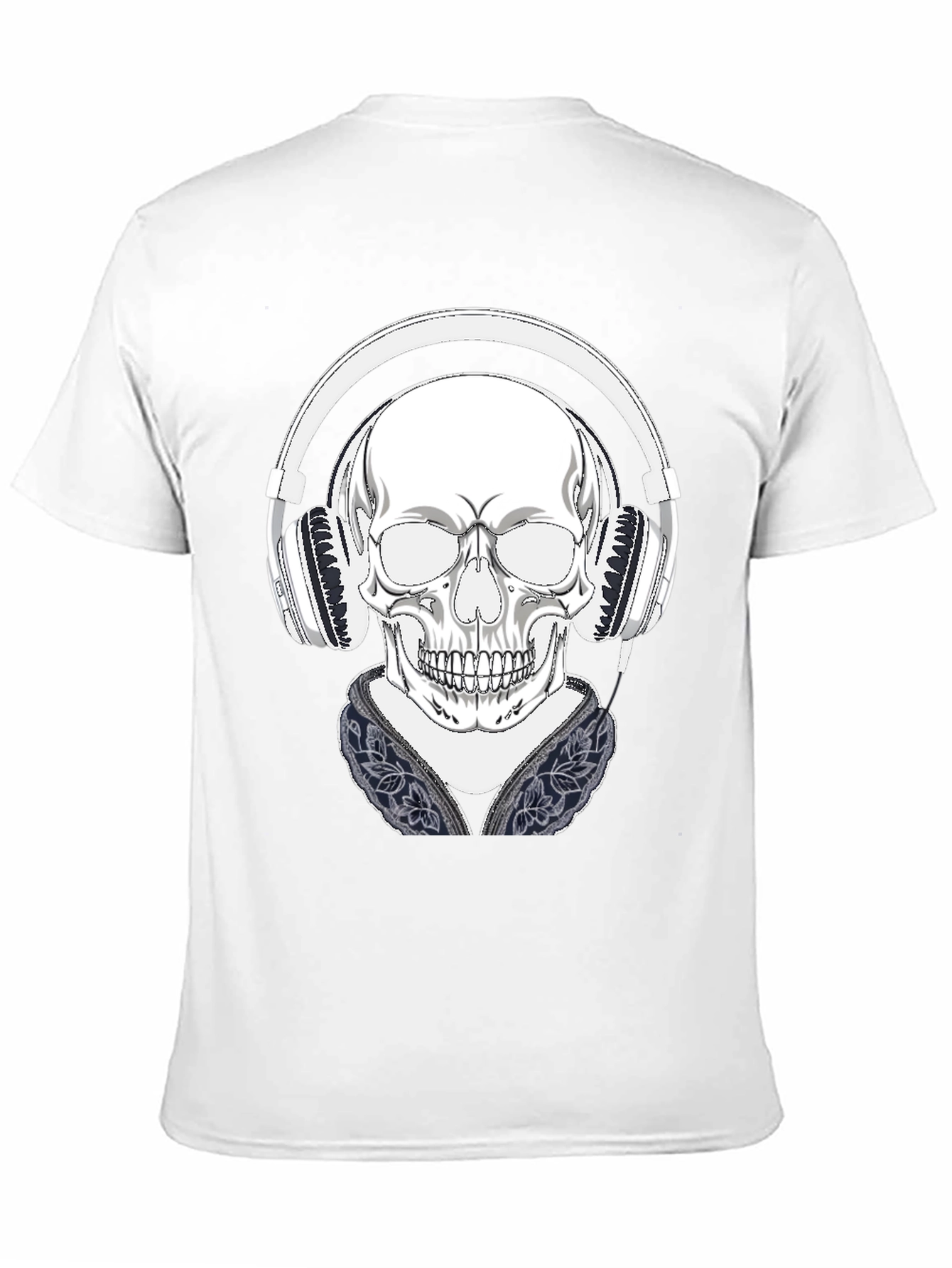 Skull with Headphones Graphic Tee - Black