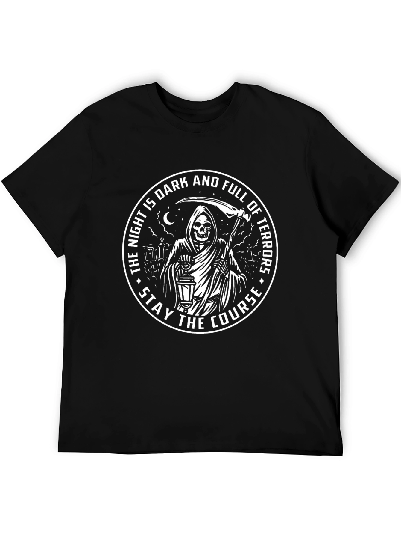 Grim Reaper Graphic T-Shirt The Night Is Dark And Full Of Terrors
