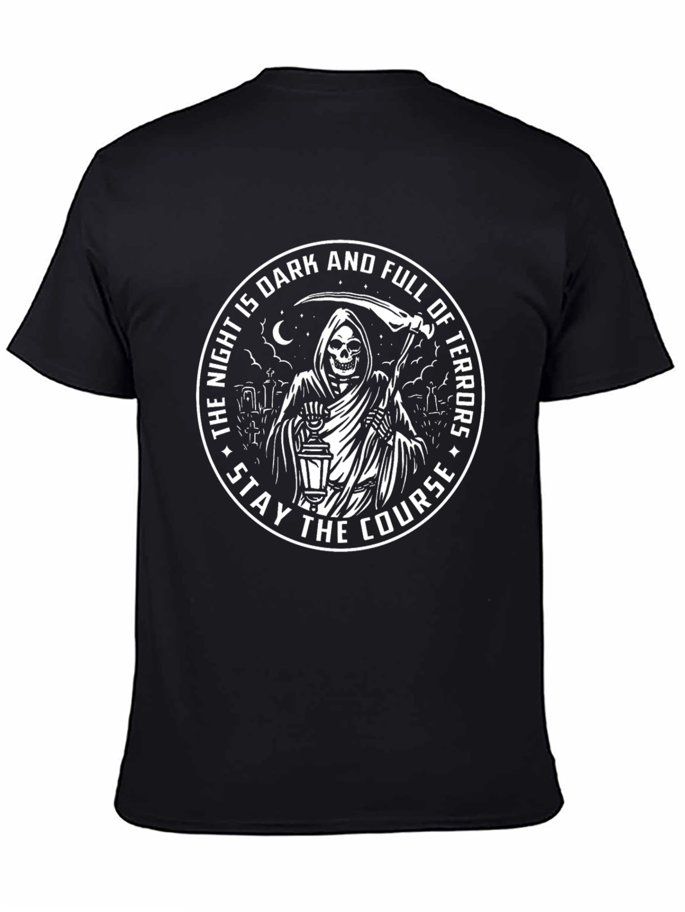 Grim Reaper Graphic T-Shirt The Night Is Dark And Full Of Terrors