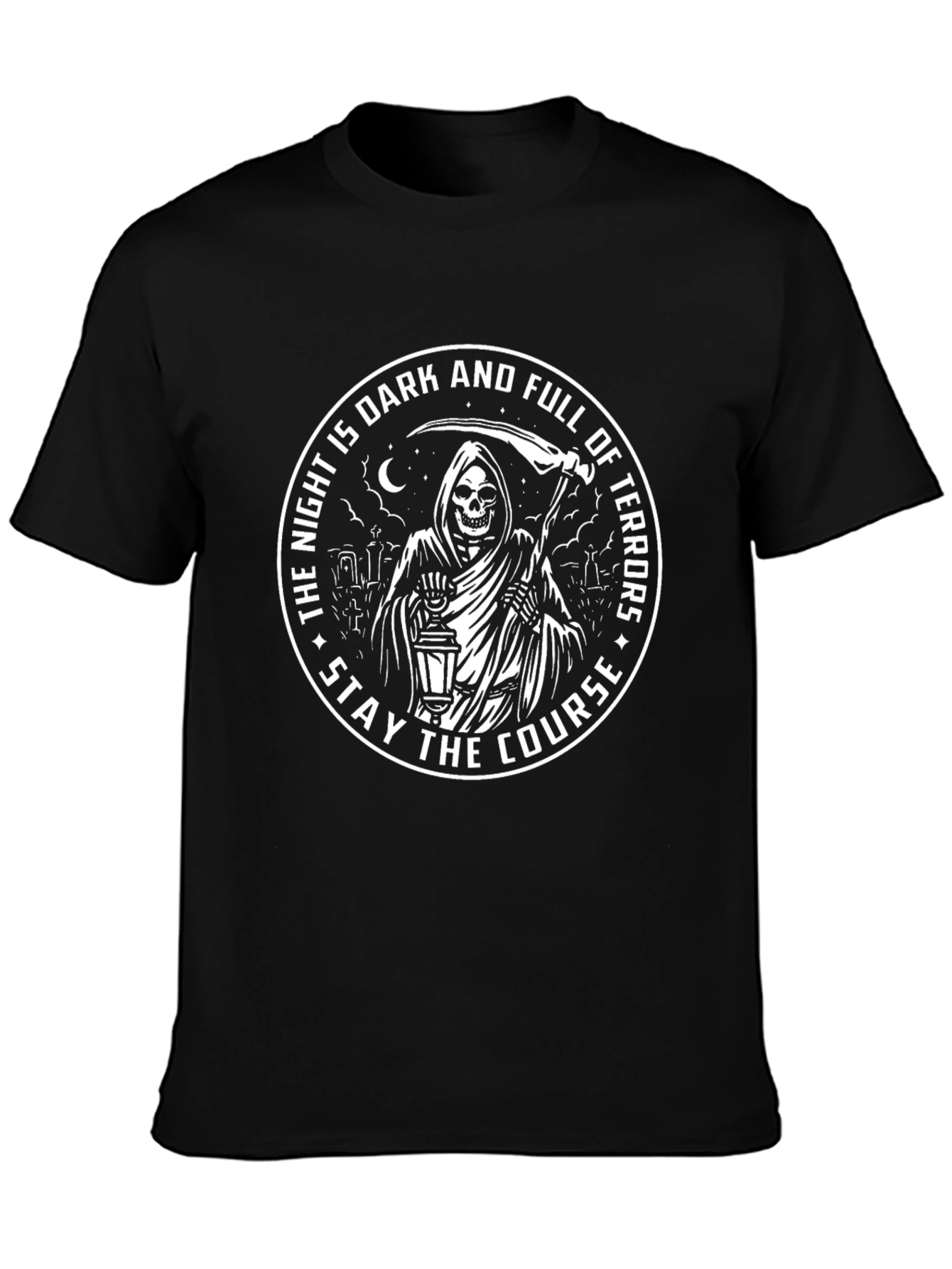 Grim Reaper Graphic T-Shirt The Night Is Dark And Full Of Terrors