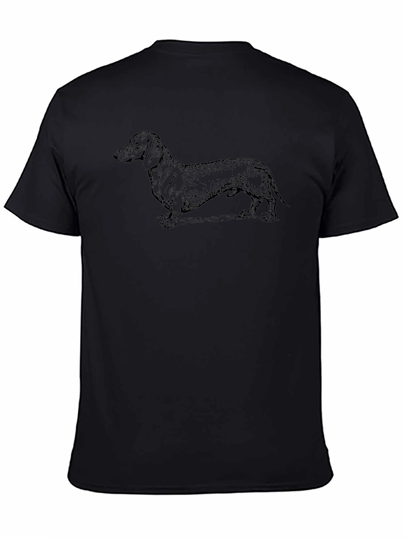 Dachshund Dog Graphic Tee - Black Cotton T-Shirt