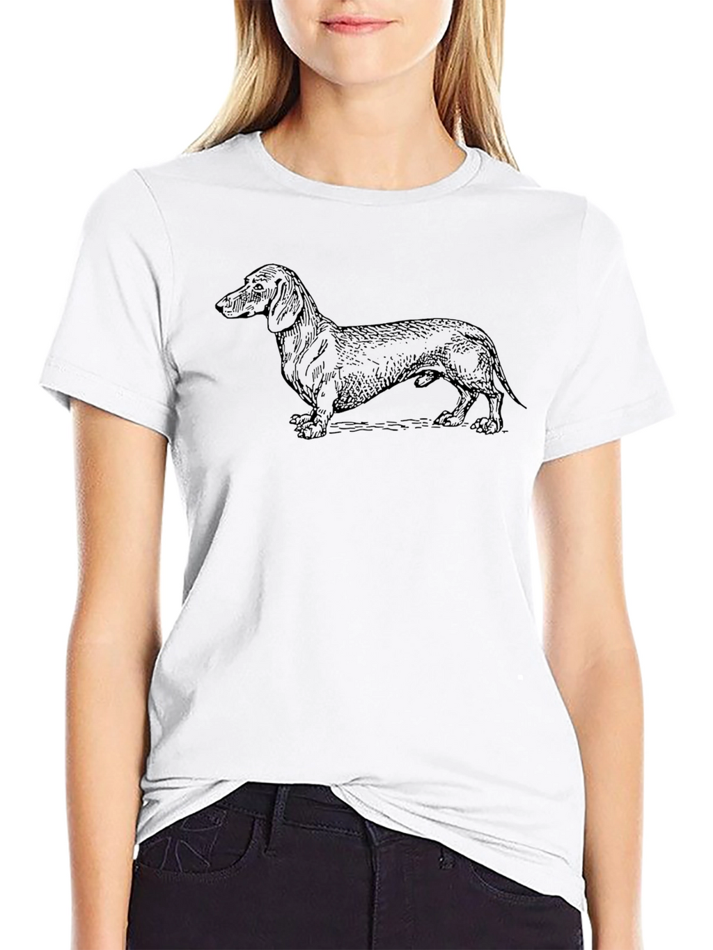 Dachshund Dog Graphic Tee - Black Cotton T-Shirt