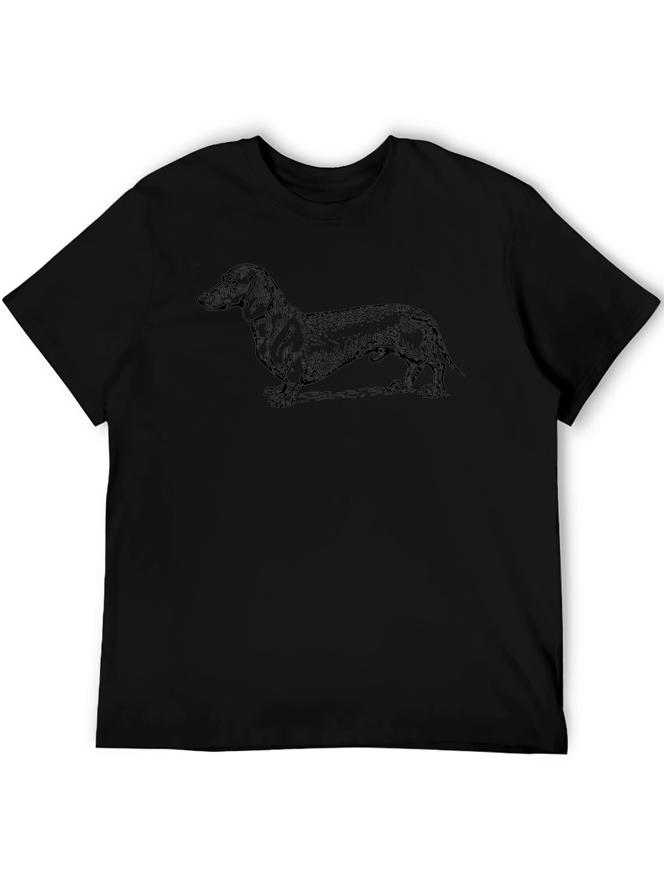 Dachshund Dog Graphic Tee - Black Cotton T-Shirt