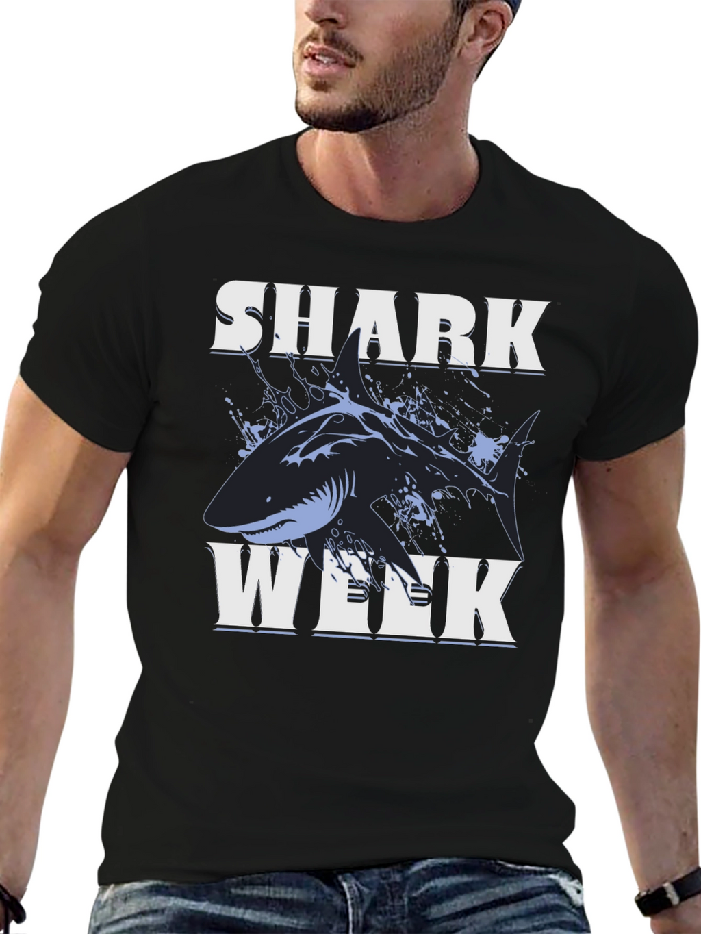 Shark Week Graphic Tee - Black Cotton