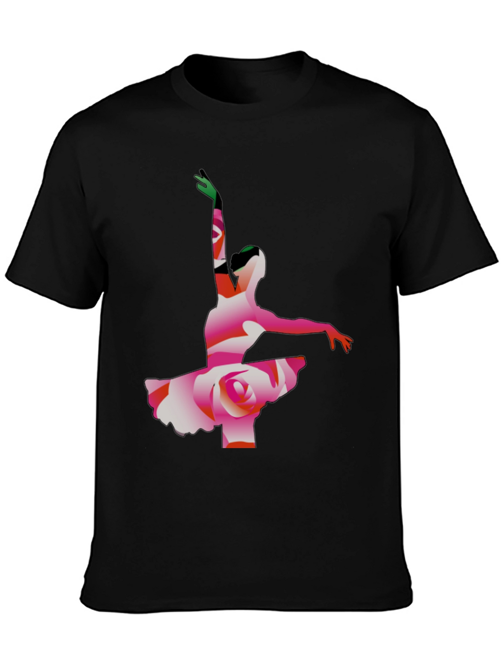 Ballerina Rose Graphic Tee - Artistic Mens T-Shirt