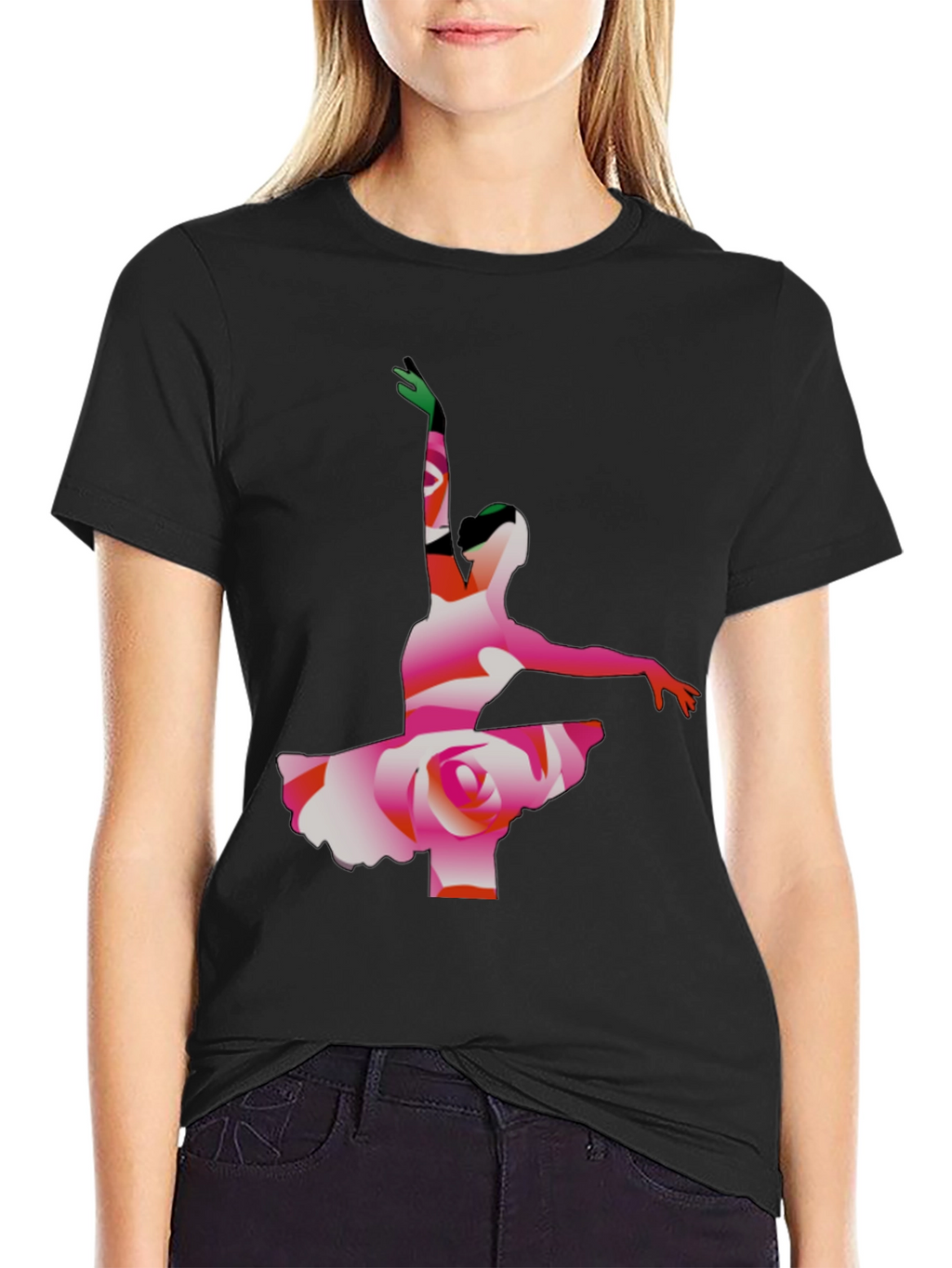 Ballerina Rose Graphic Tee - Artistic Mens T-Shirt
