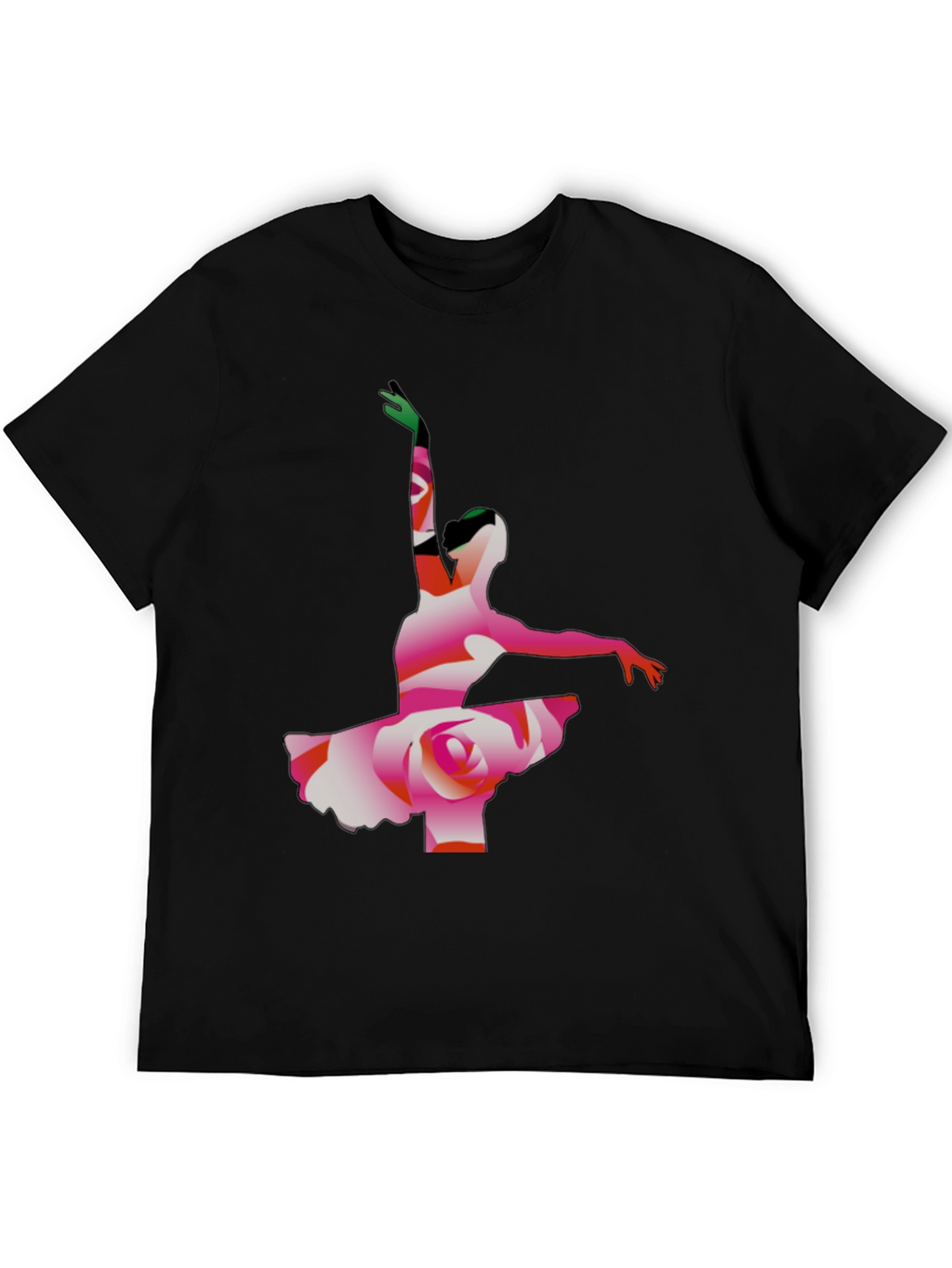 Ballerina Rose Graphic Tee - Artistic Mens T-Shirt